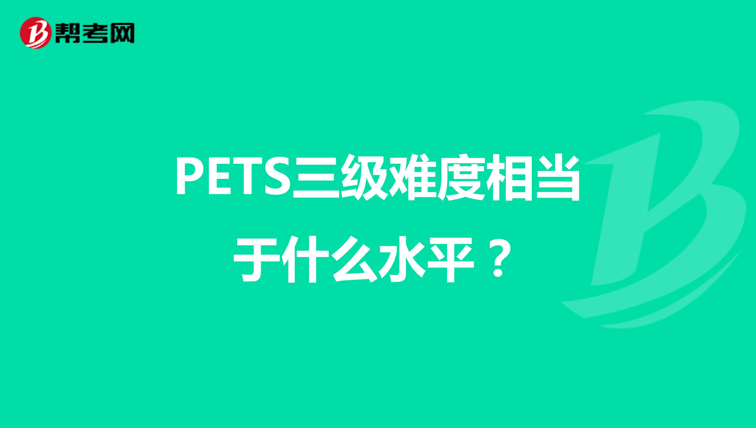 pets三级难度相当于什么水平?