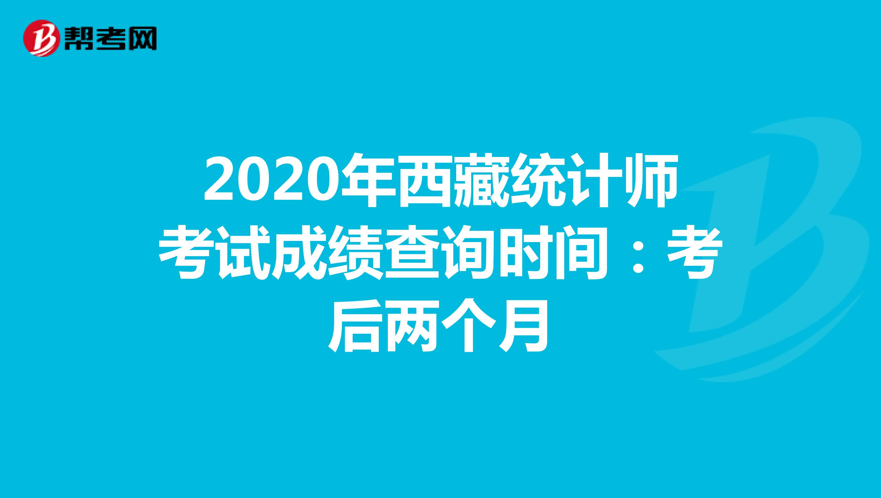 2020年西藏统计师资格考试成绩查询时间：考后两个月