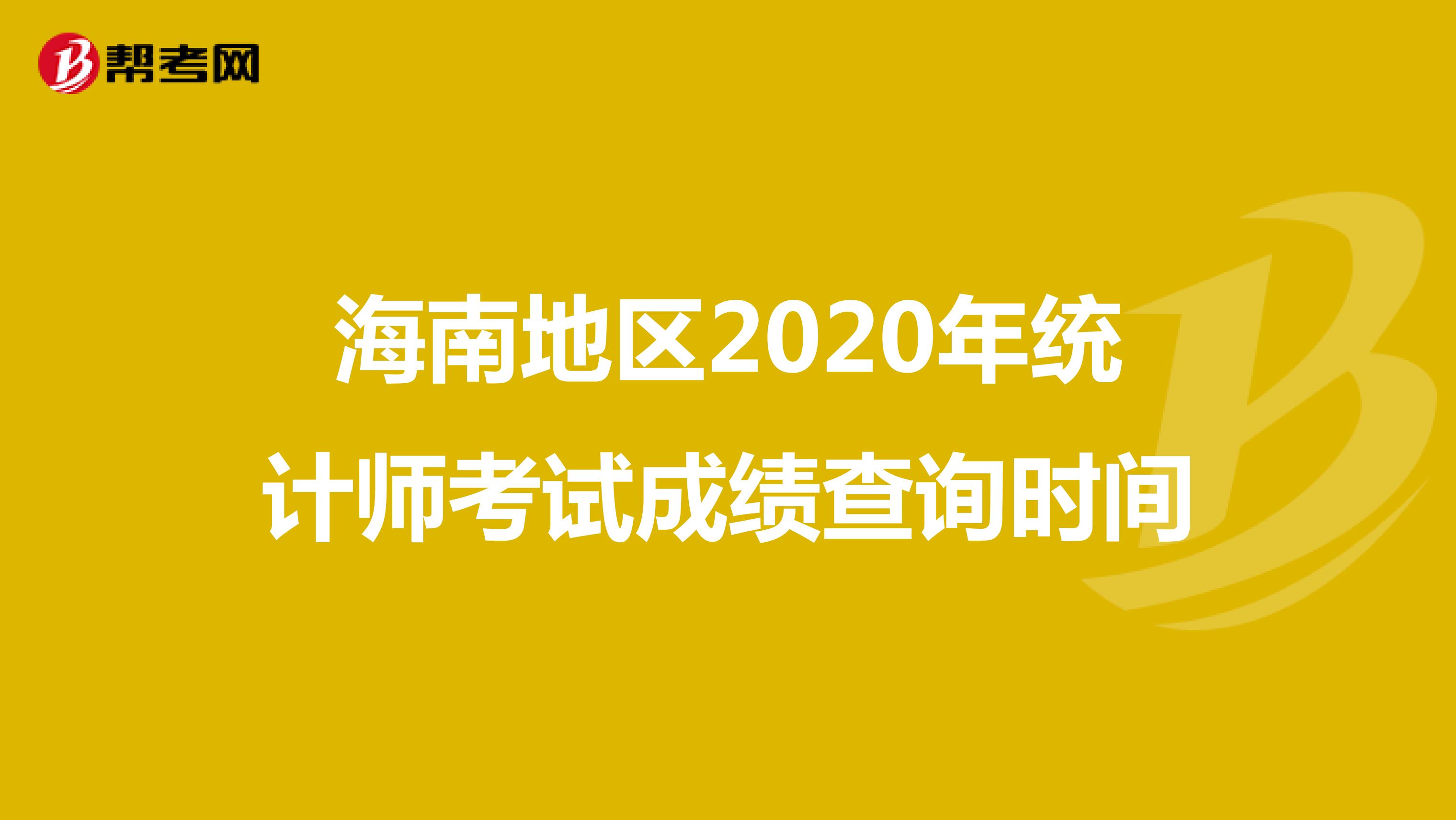 海南地区2020年统计师考试成绩查询时间