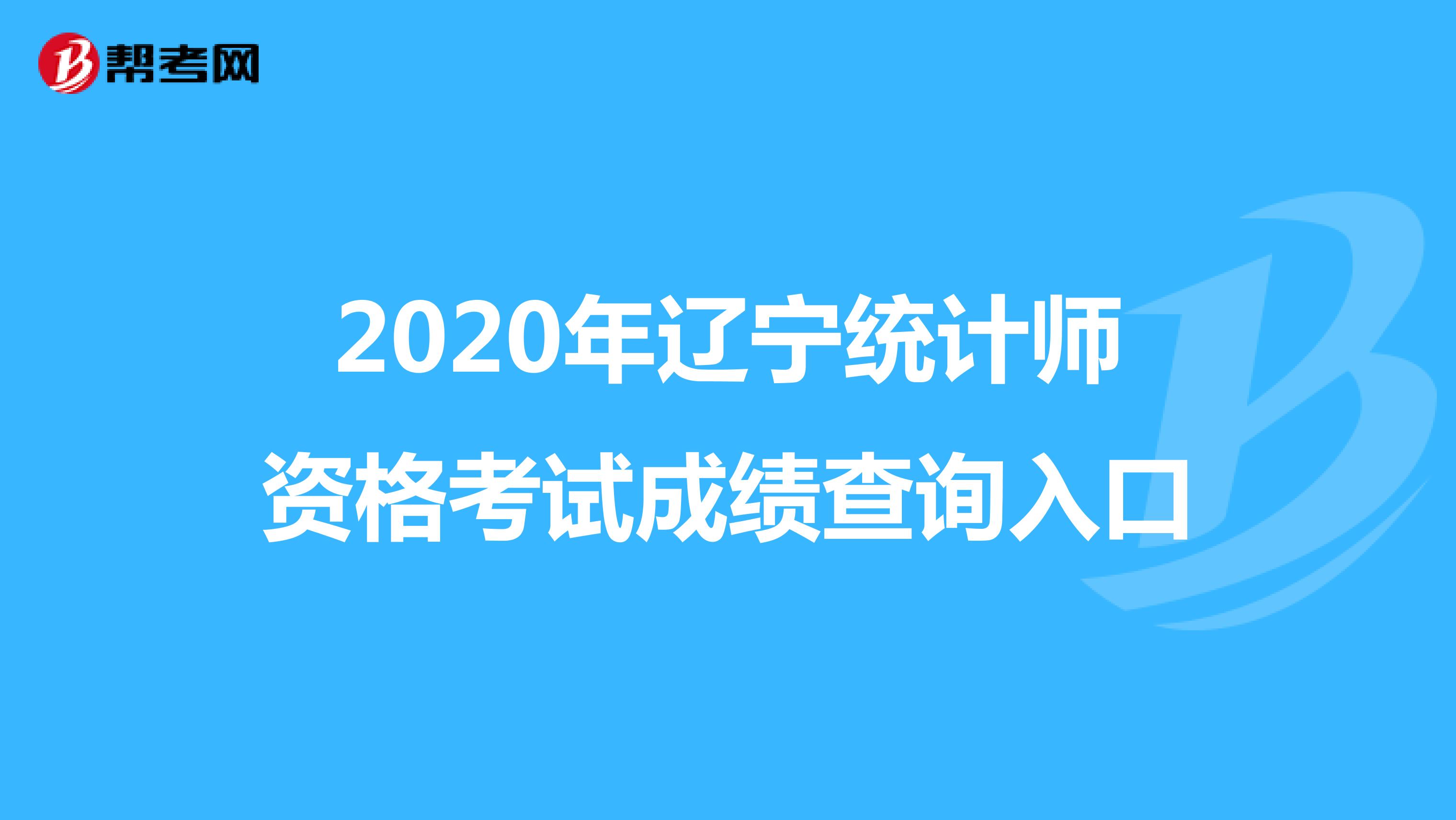 2020年辽宁统计师资格考试成绩查询入口
