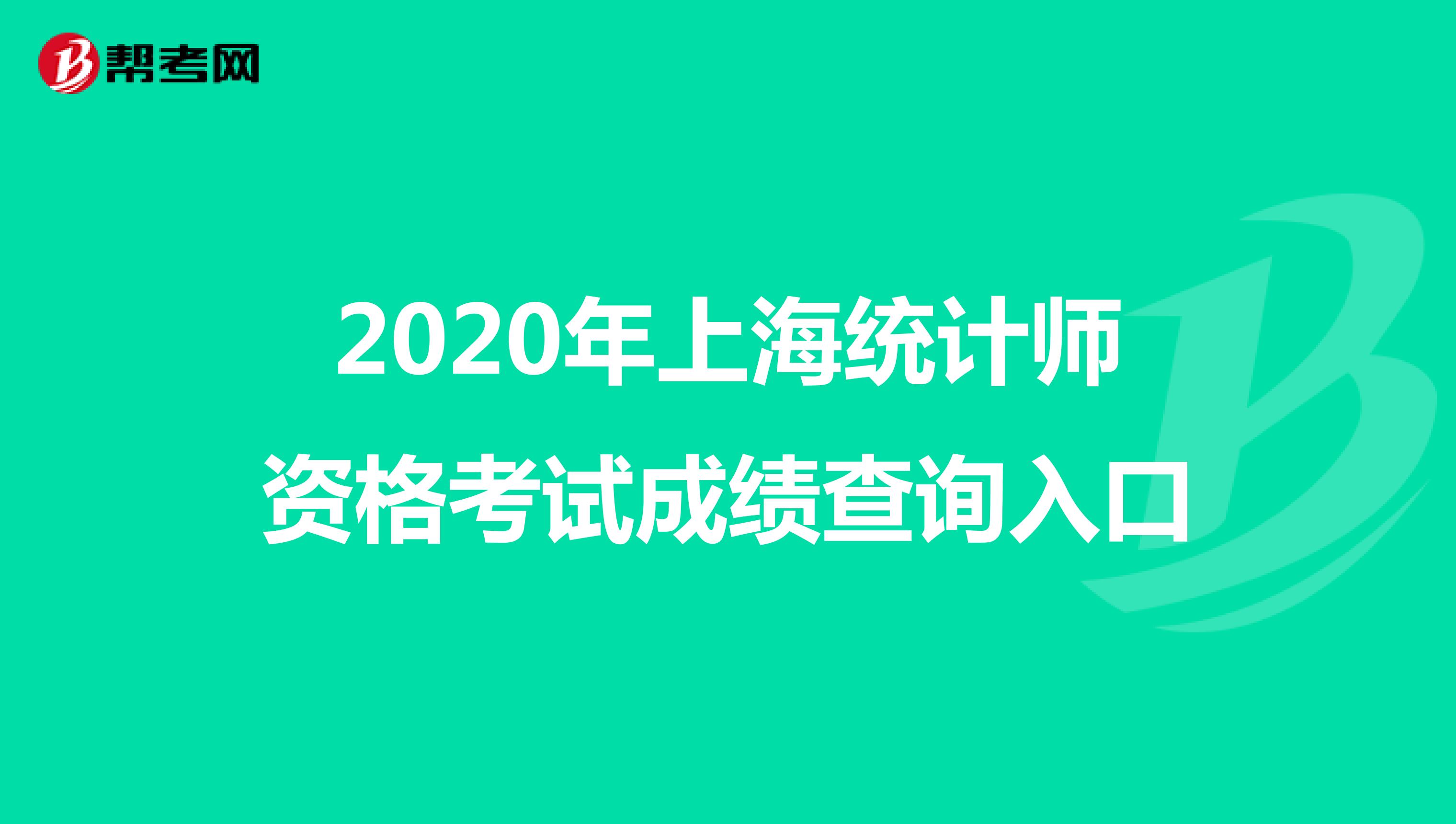 2020年上海统计师资格考试成绩查询入口