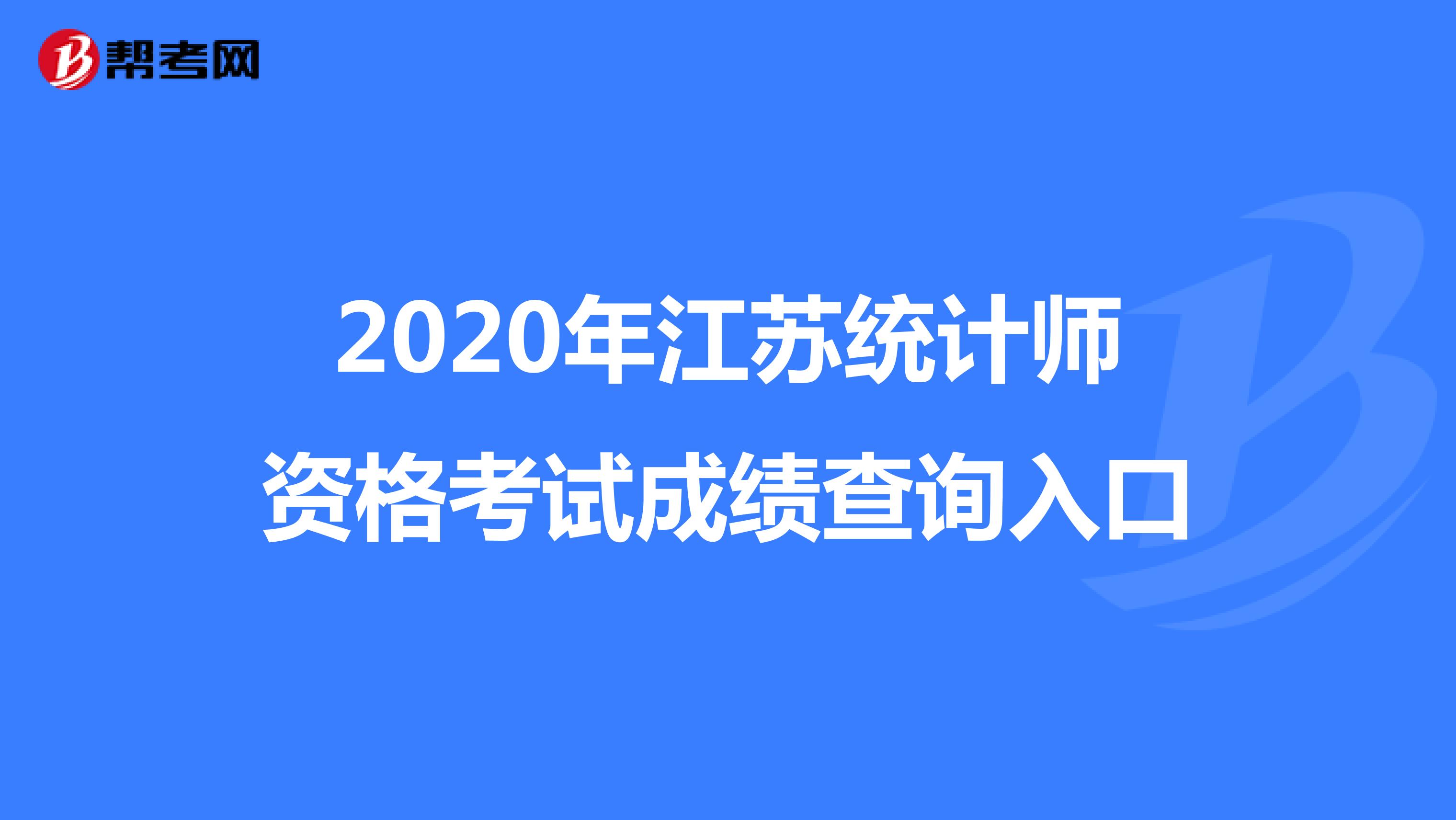 2020年江苏统计师资格考试成绩查询入口