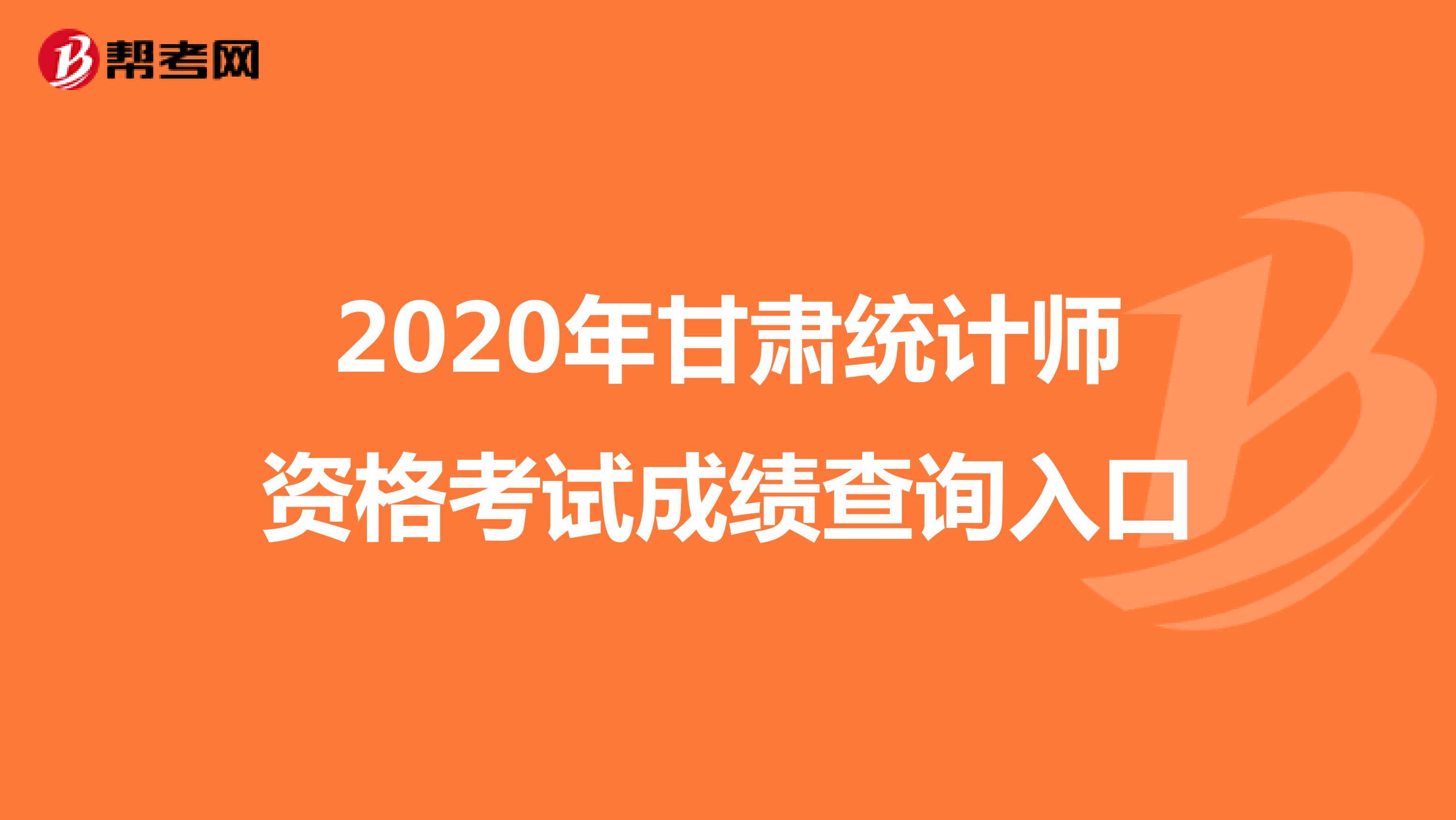 2020年甘肃统计师资格考试成绩查询入口