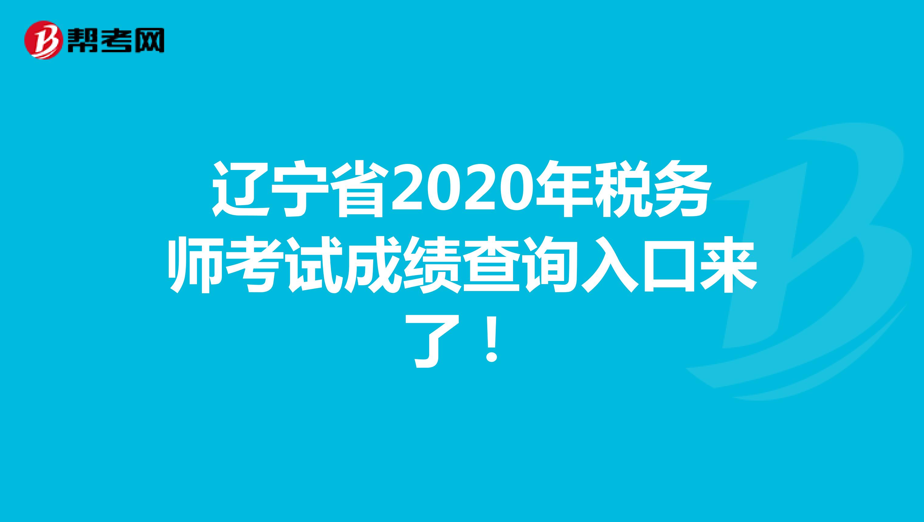 辽宁省2020年税务师考试成绩查询入口来了！