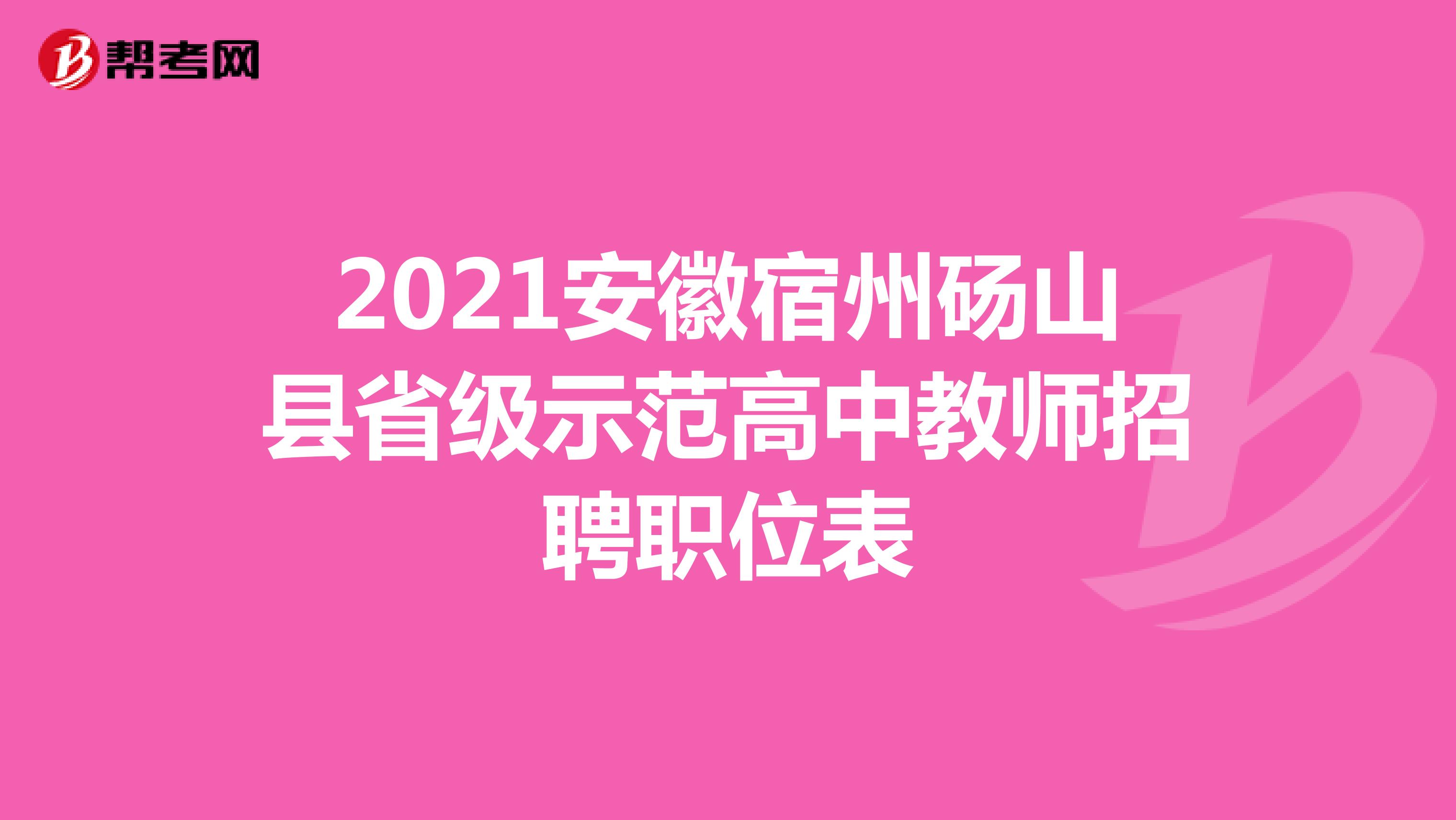 2021安徽宿州砀山县省级示范高中教师招聘职位表