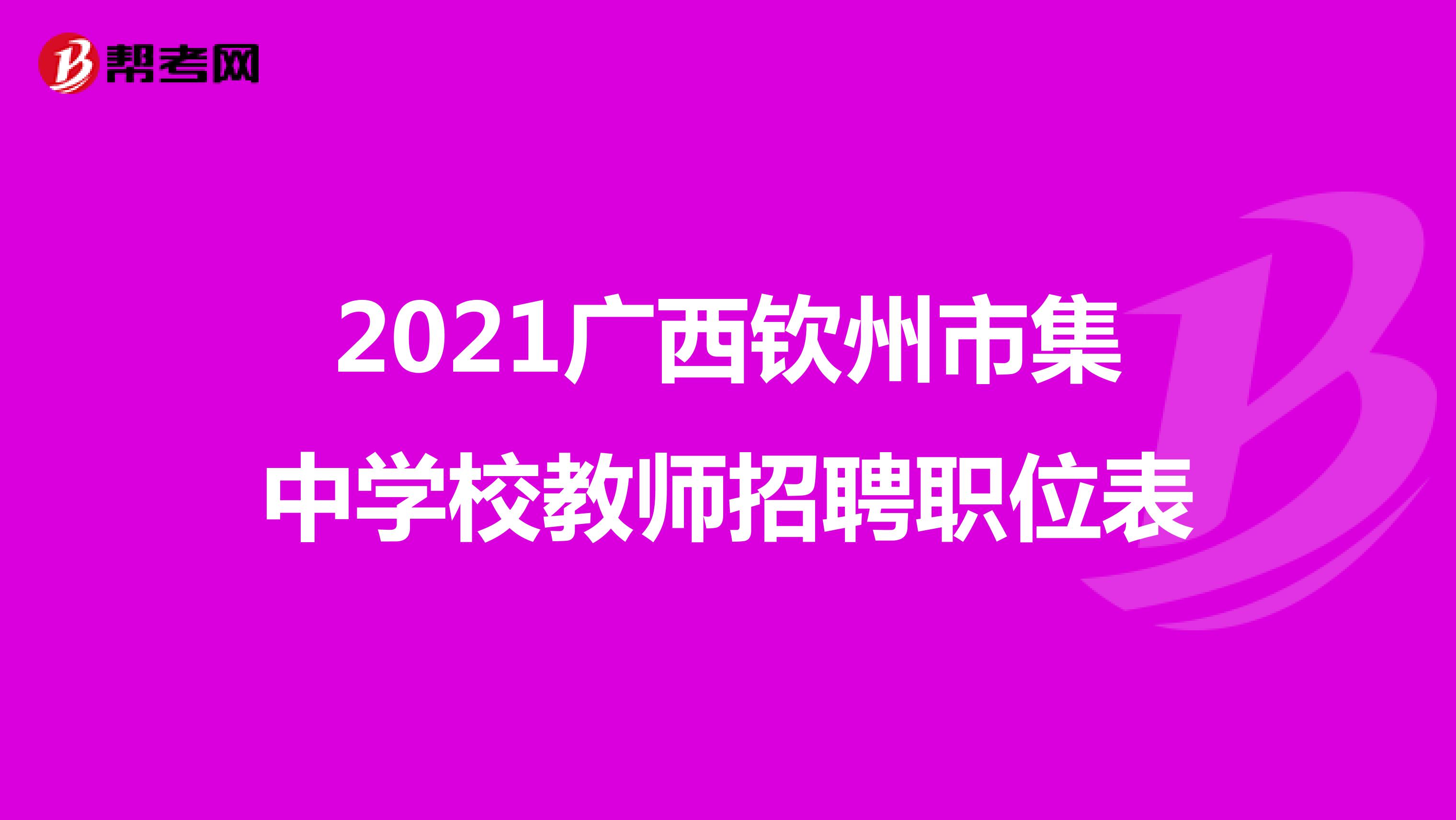 2021广西钦州市集中学校教师招聘职位表