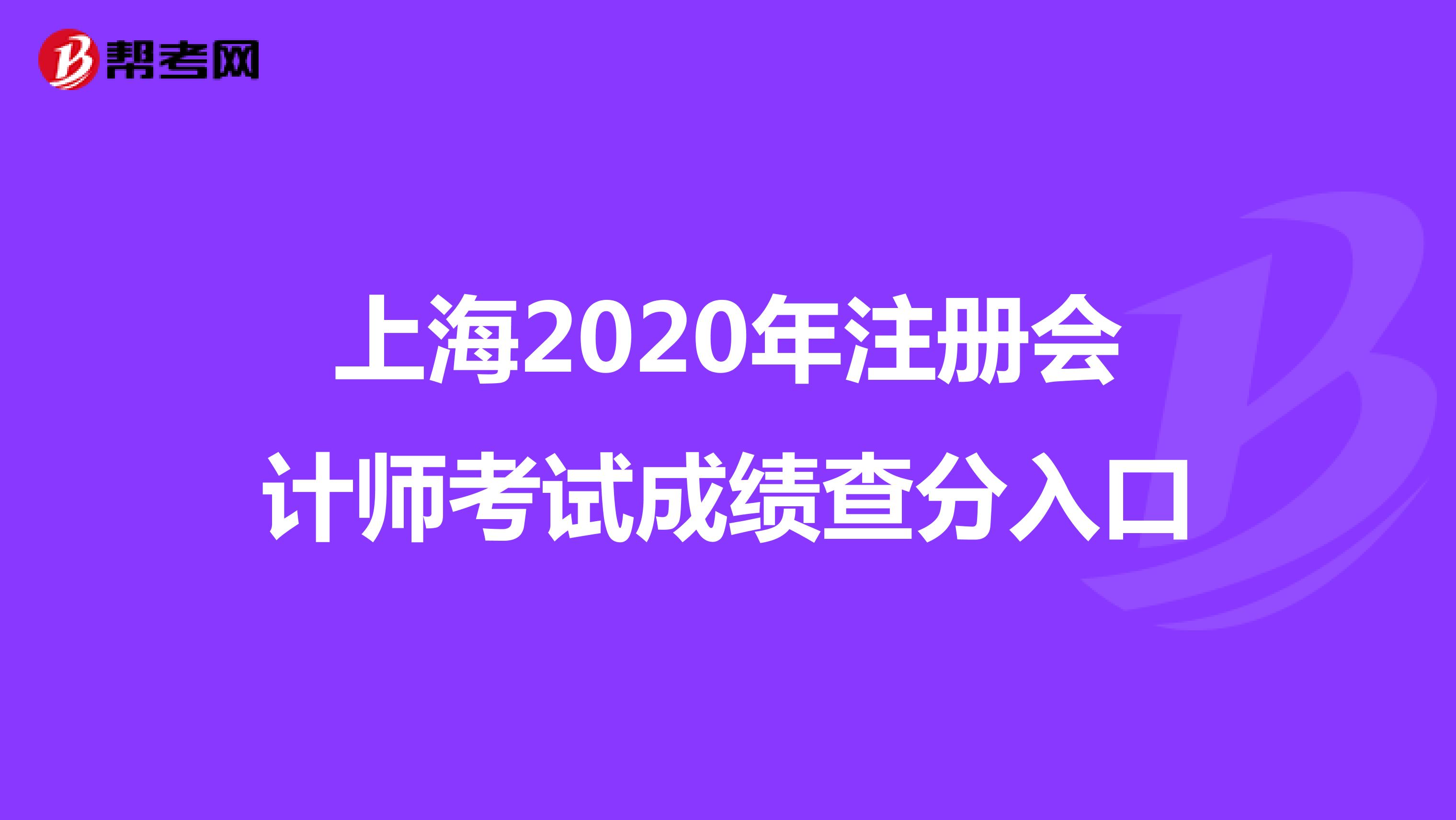 上海2020年注册会计师考试成绩查分入口