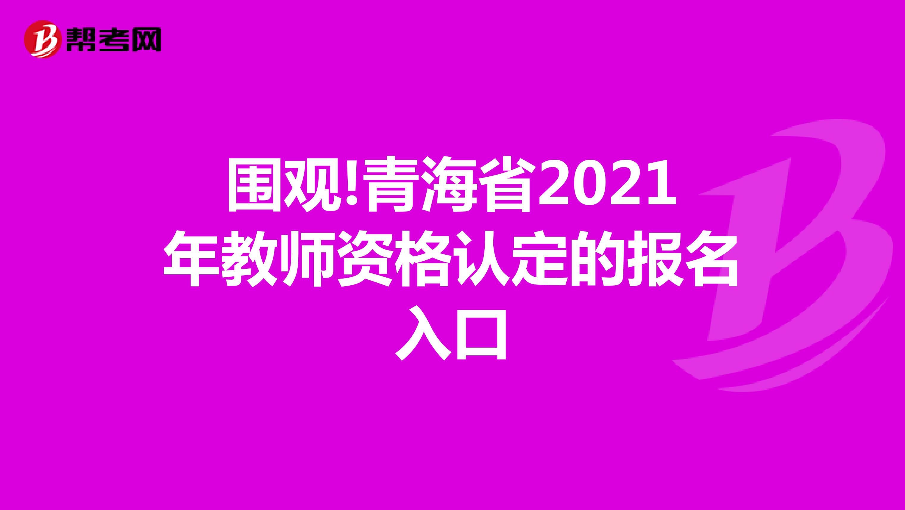 围观!青海省2021年教师资格认定的报名入口
