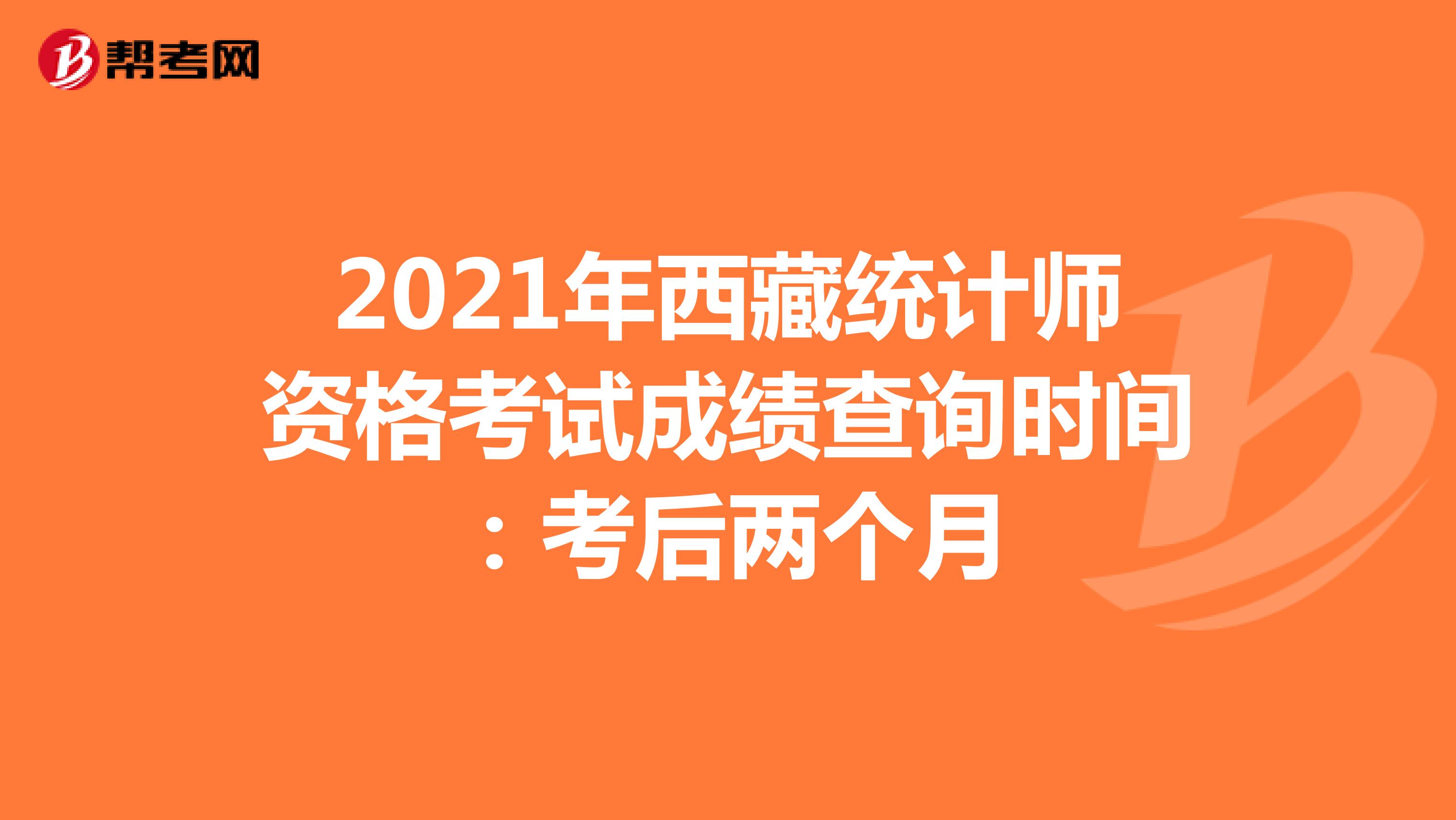 2021年西藏统计师资格考试成绩查询时间：考后两个月