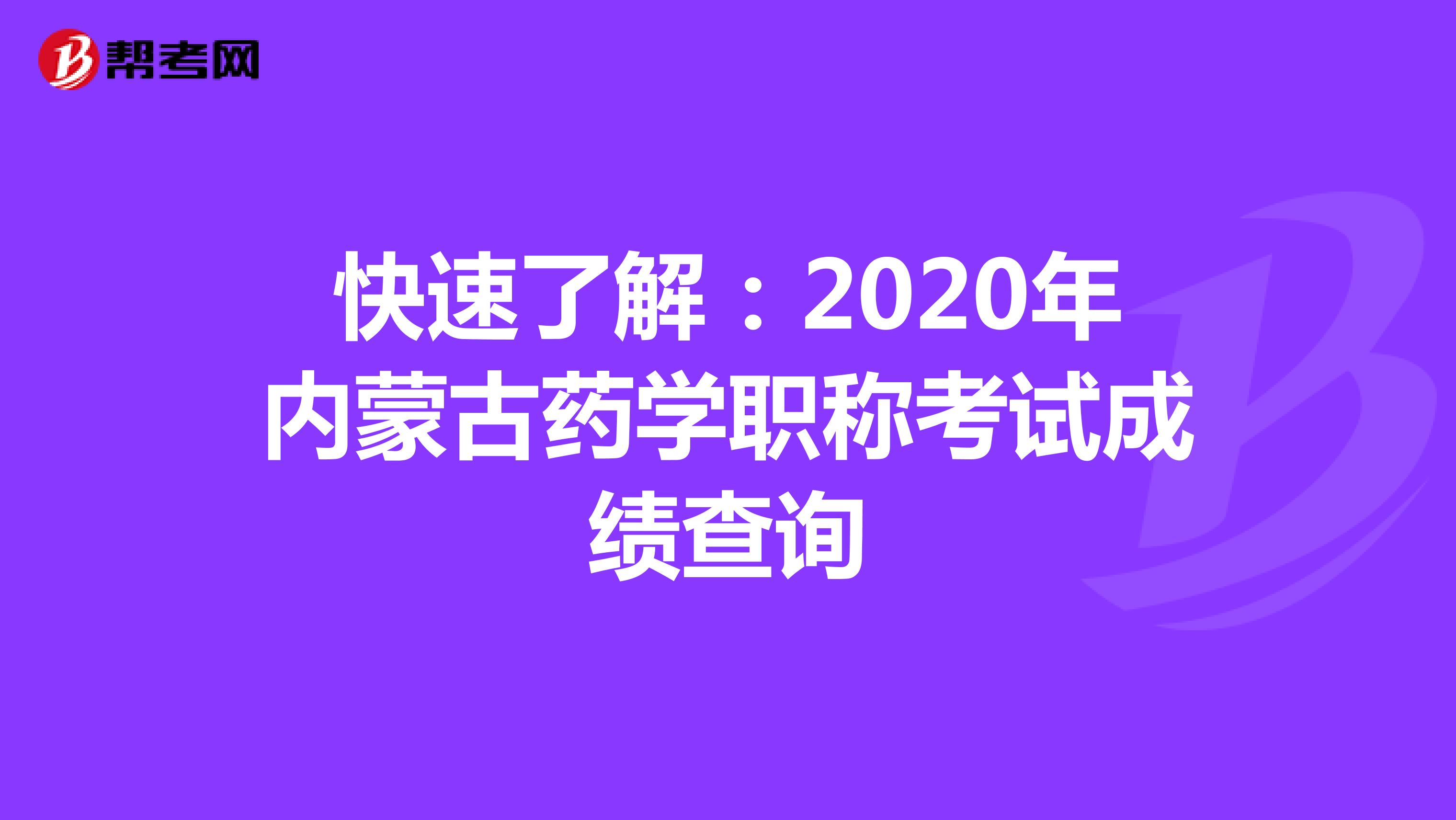 快速了解：2020年内蒙古药学职称考试成绩查询
