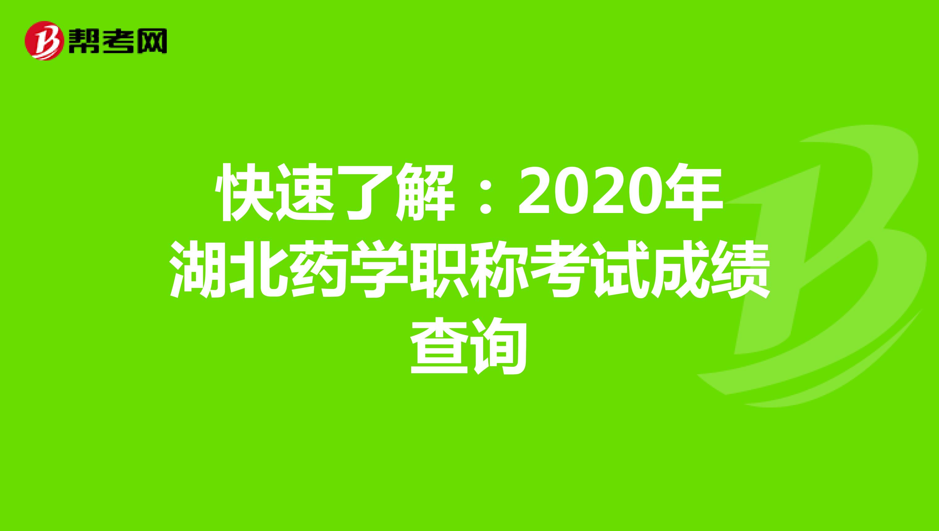 快速了解：2020年湖北药学职称考试成绩查询