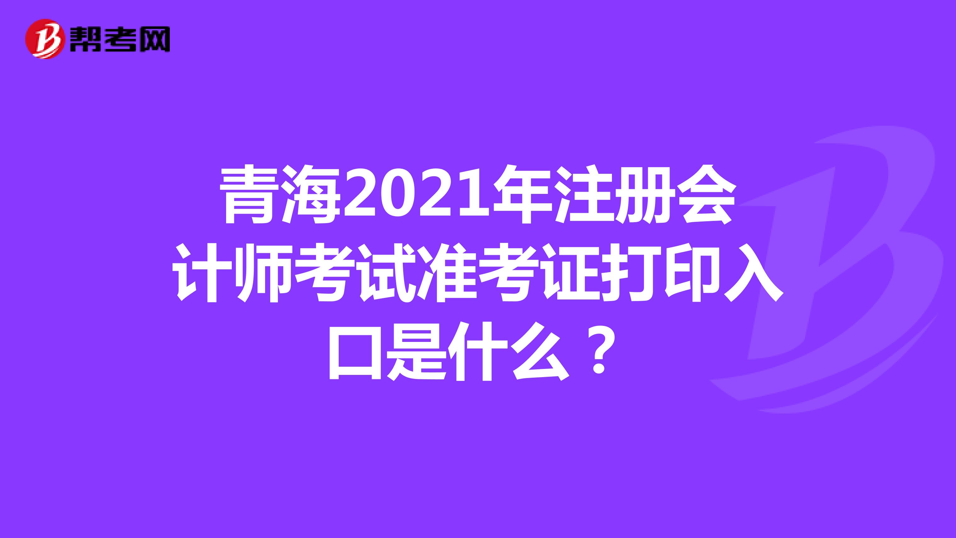 青海2021年注册会计师考试准考证打印入口是什么？