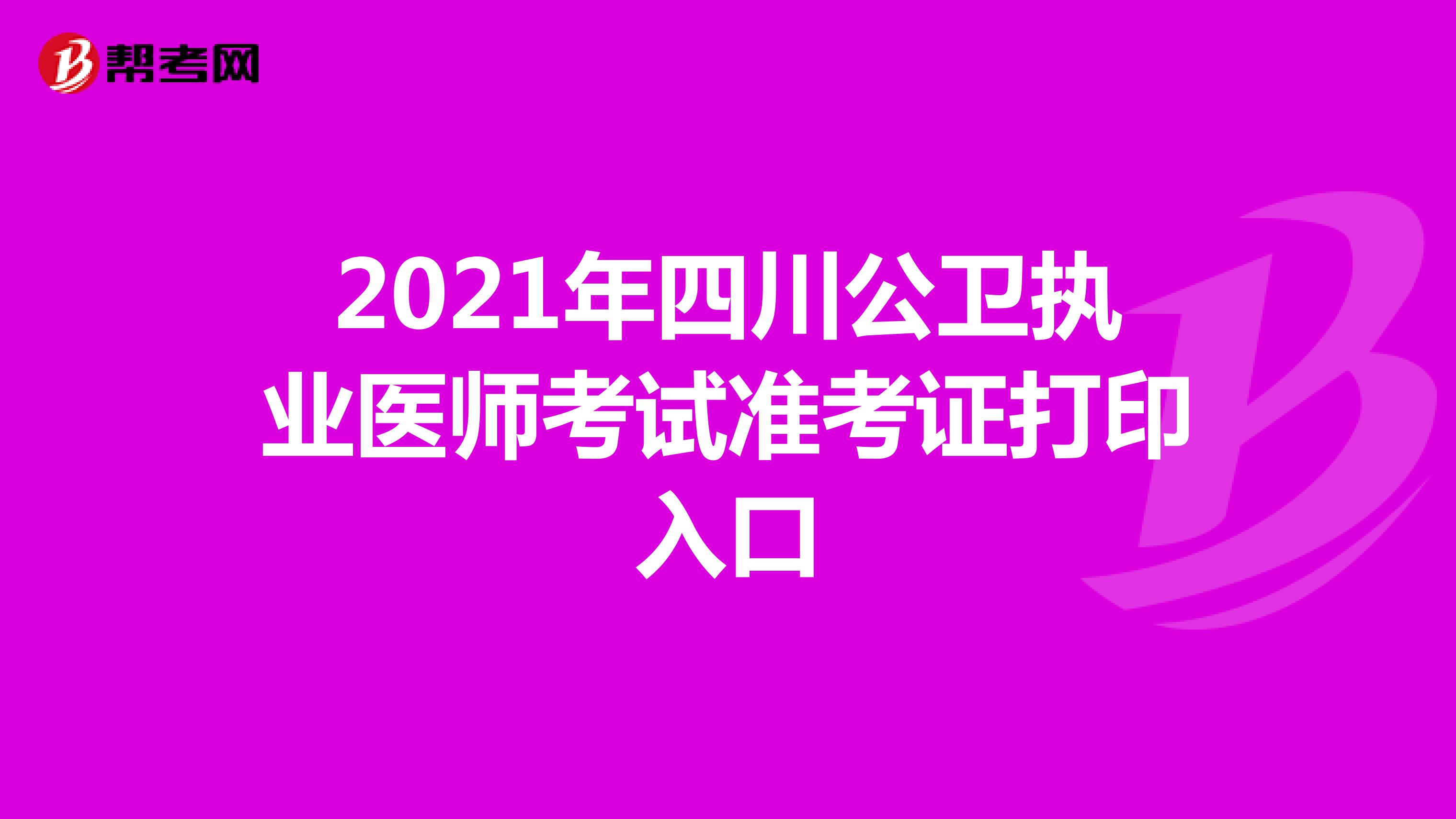 2021年四川公卫执业医师考试准考证打印入口