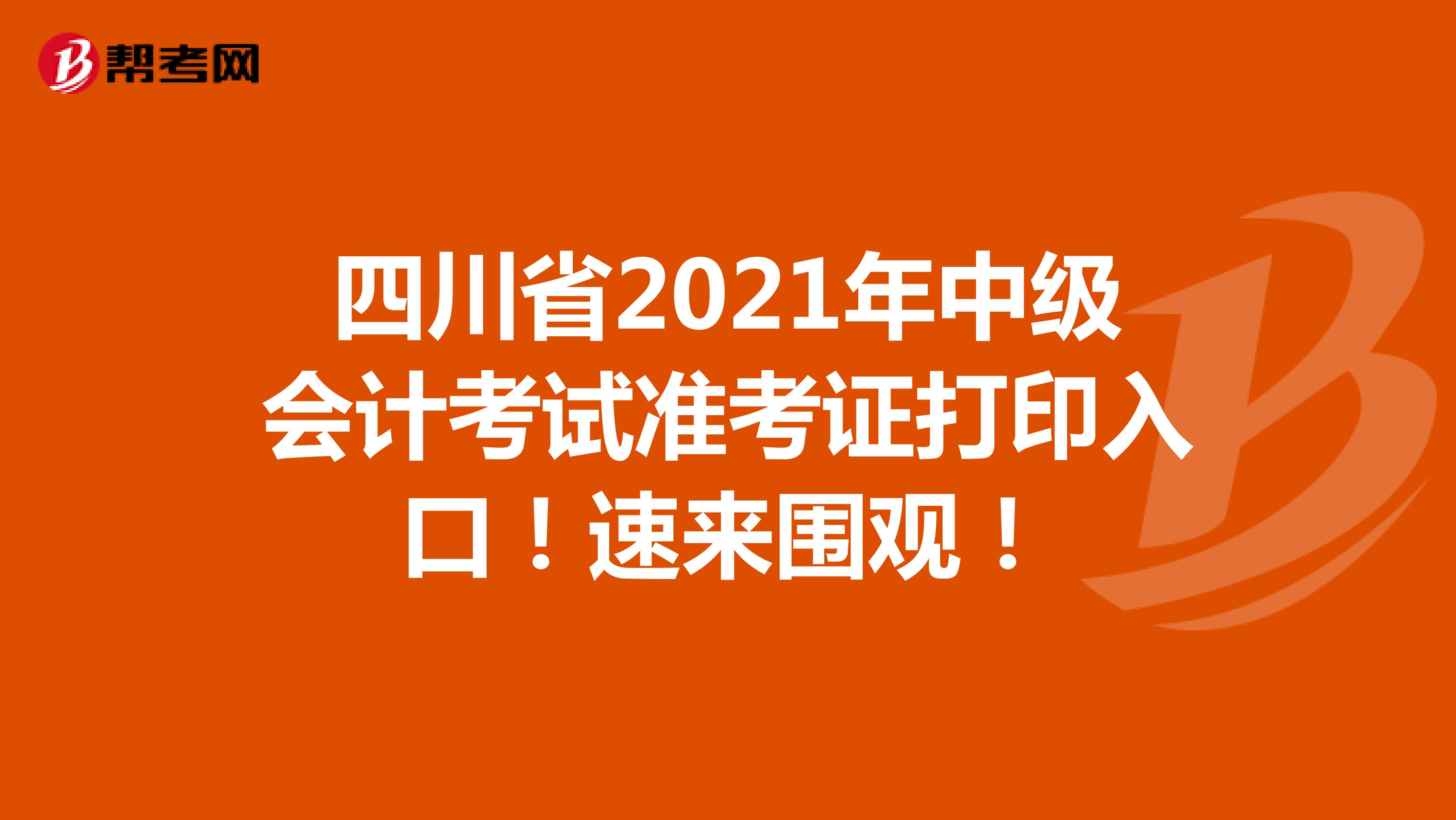 四川省2021年中級會計考試準考證打印入口！速來圍觀！