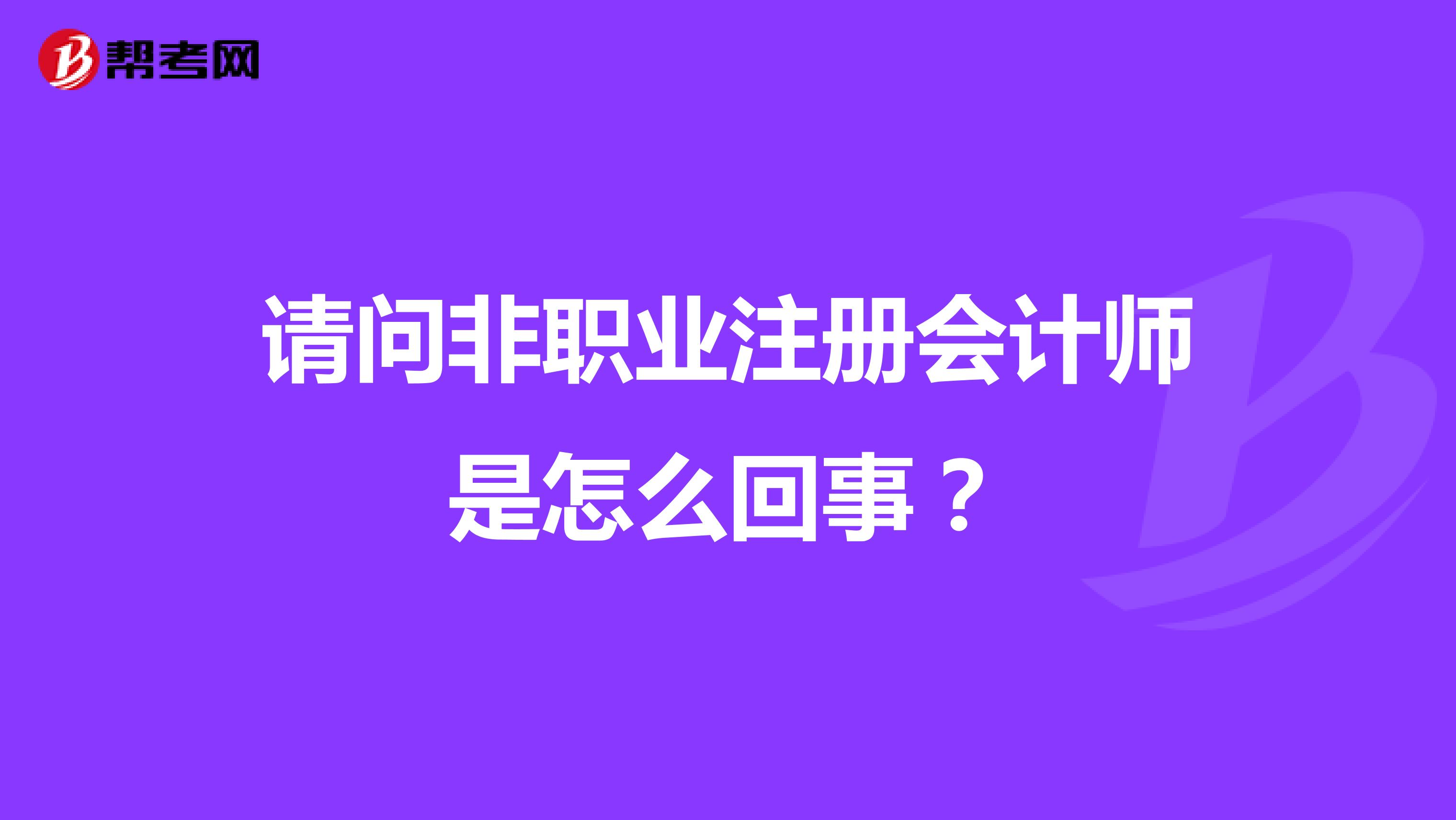 请问非职业注册会计师是怎么回事?