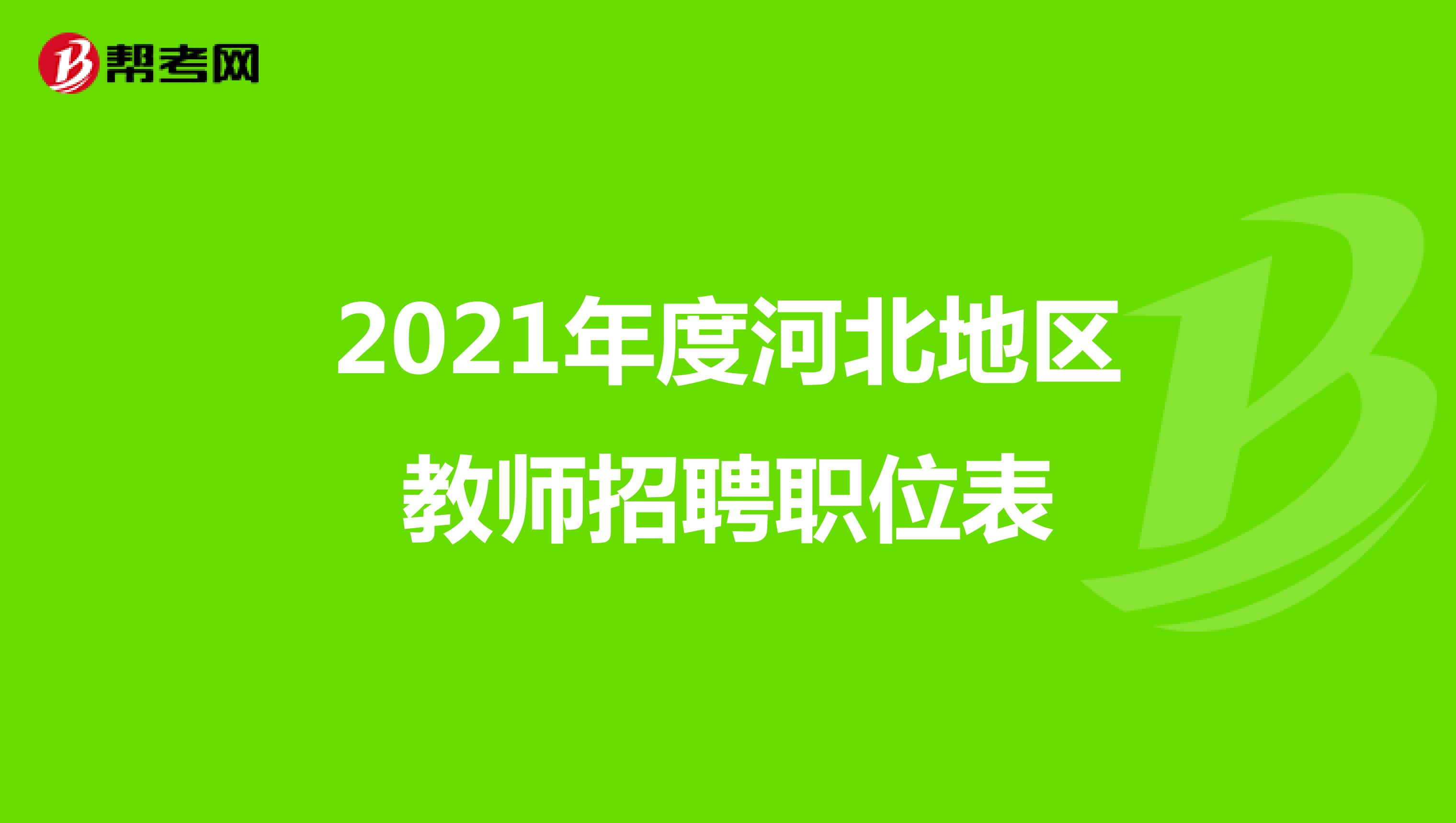 2021年度河北地区教师招聘职位表