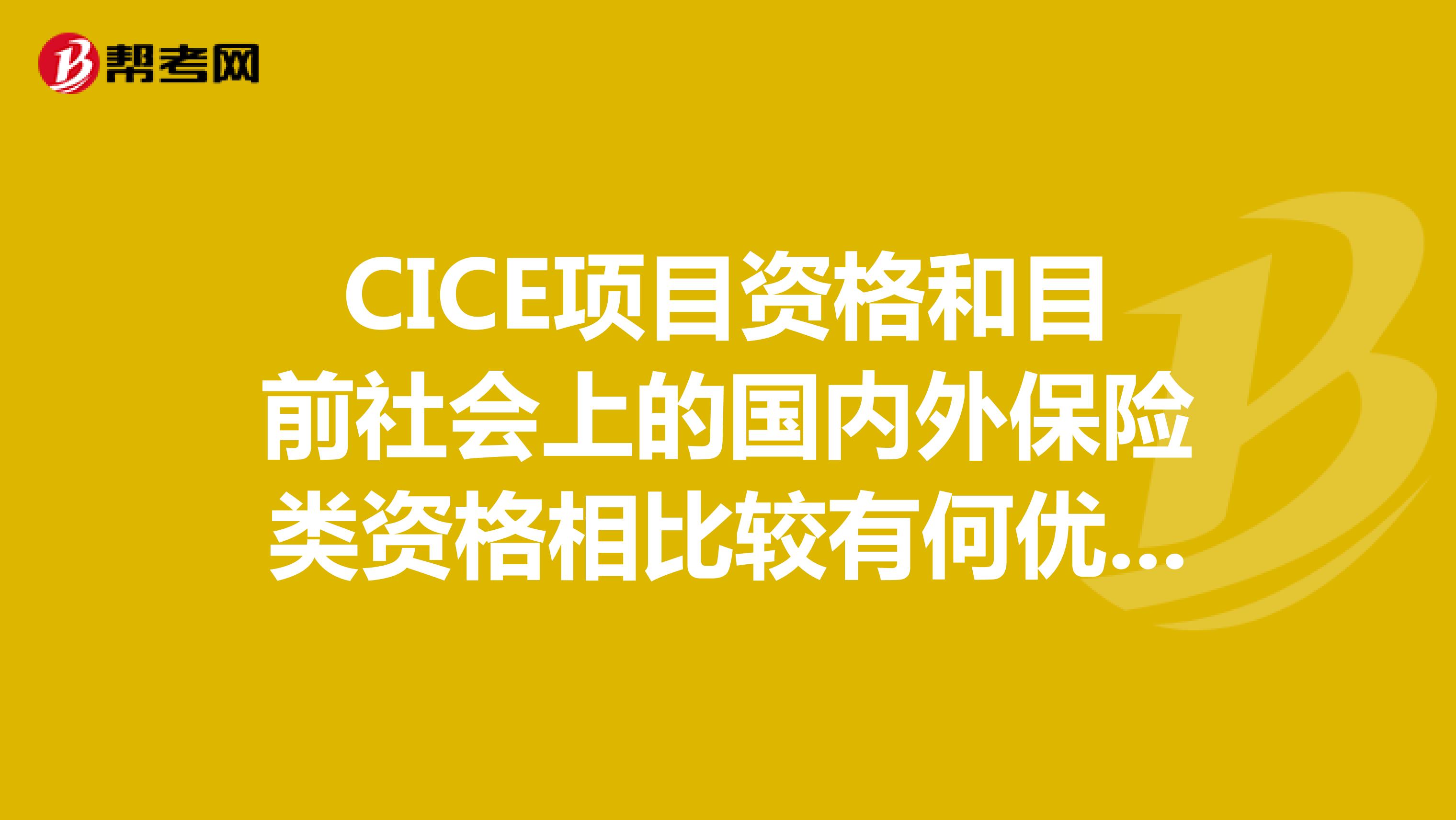 CICE项目资格和目前社会上的国内外保险类资格相比较有何优势?