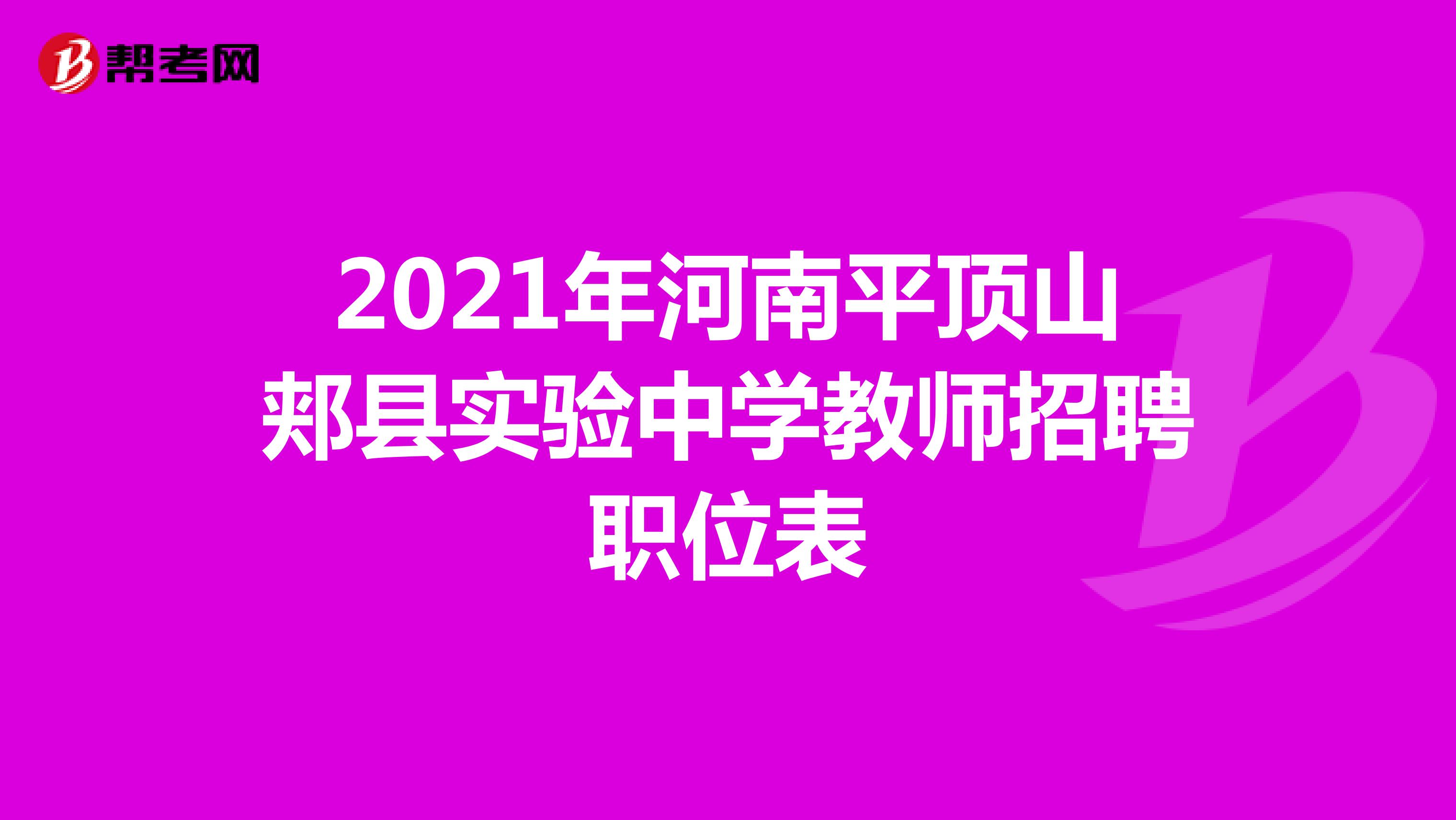 2021年河南平顶山郏县实验中学教师招聘职位表