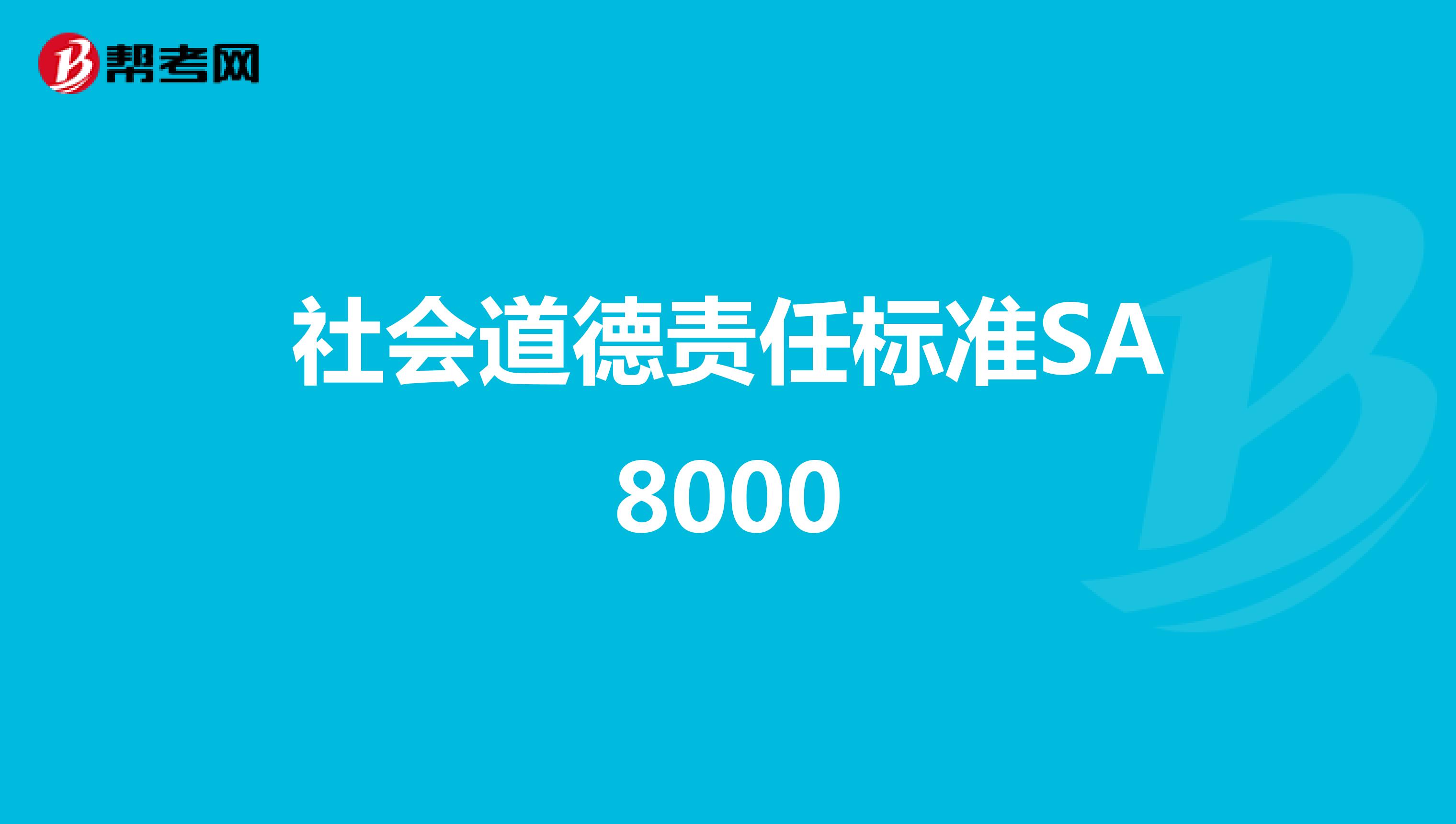 社会道德责任标准SA8000