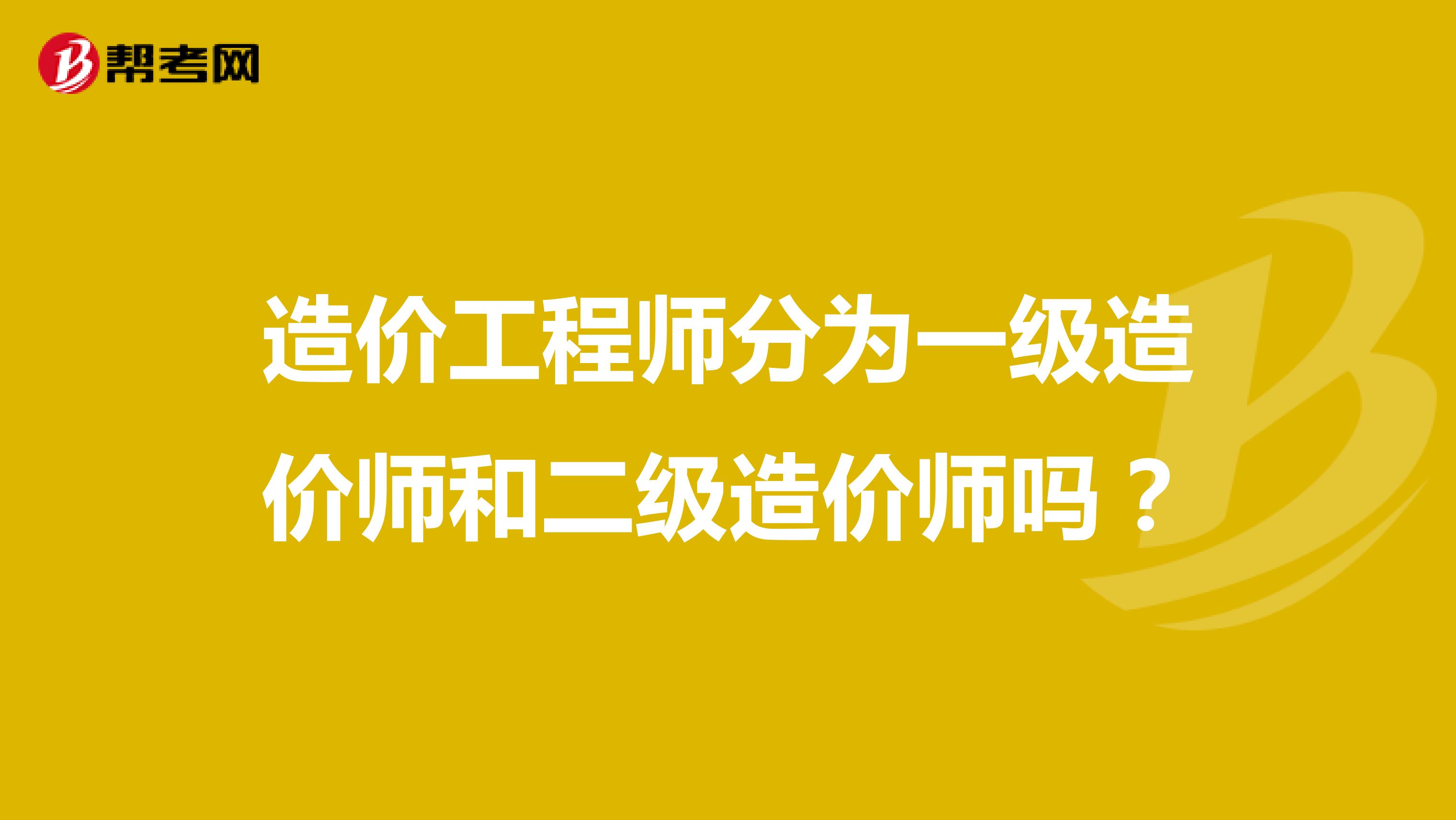 造价工程师分为一级造价师和二级造价师吗?