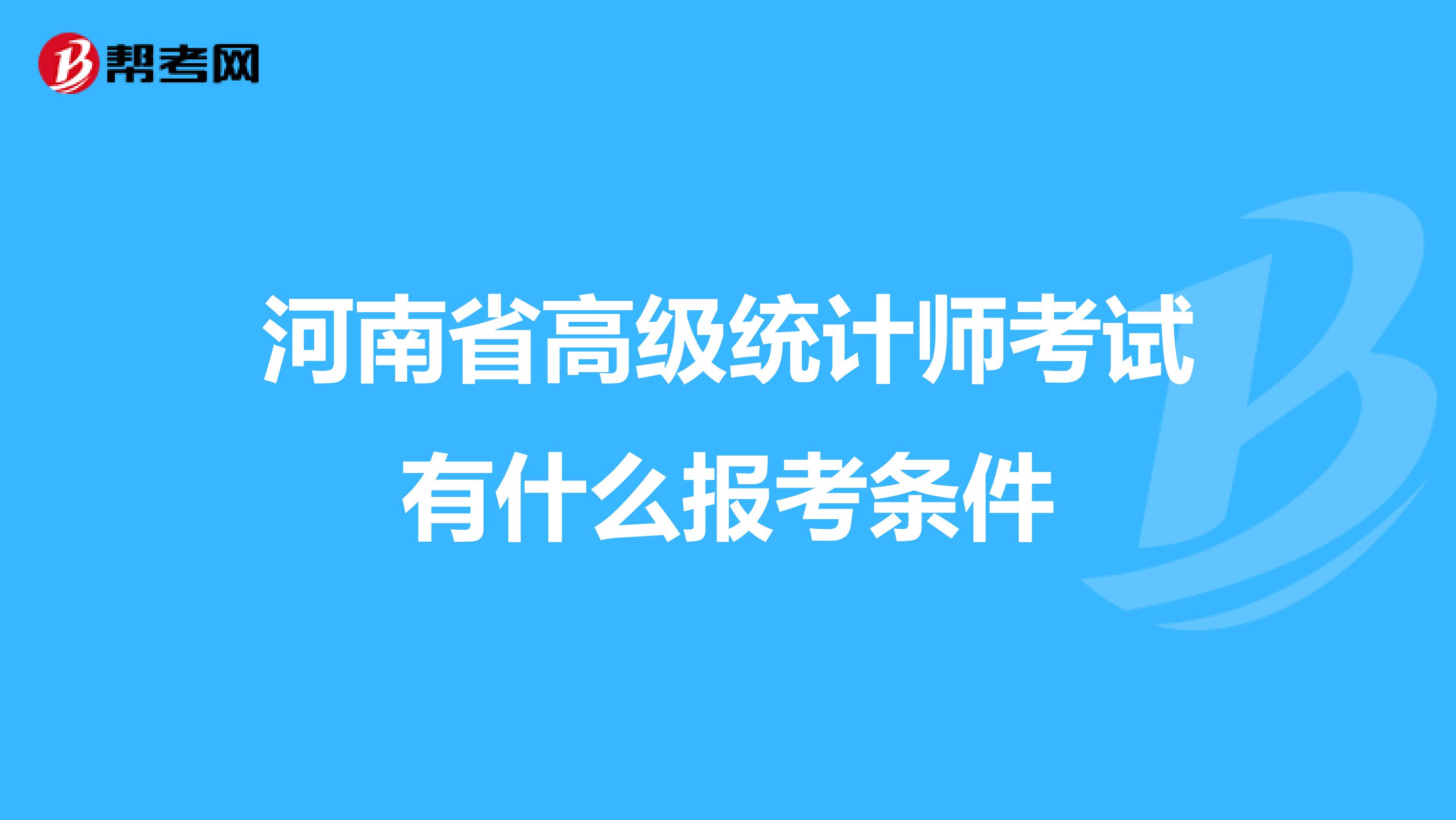 河南省高级统计师考试有什么报考条件