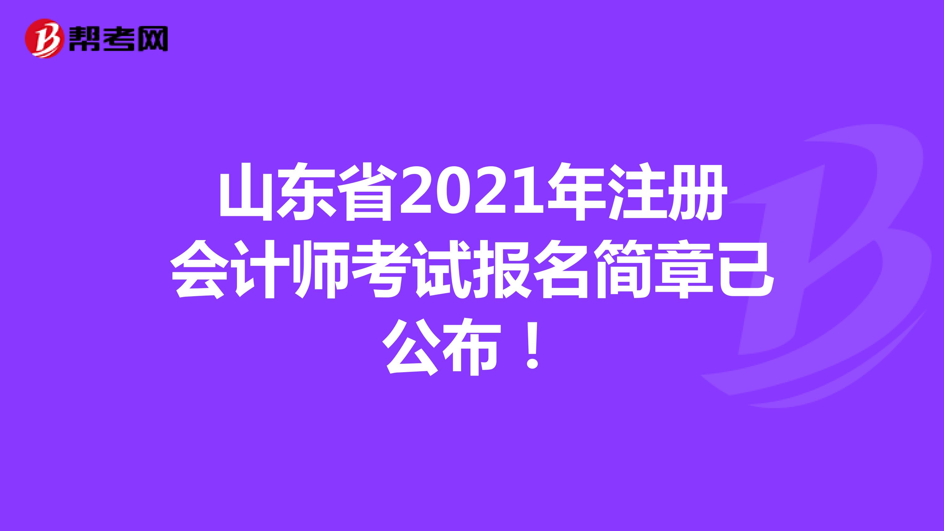 山東省2021年注冊會計師考試報名簡章已公布！