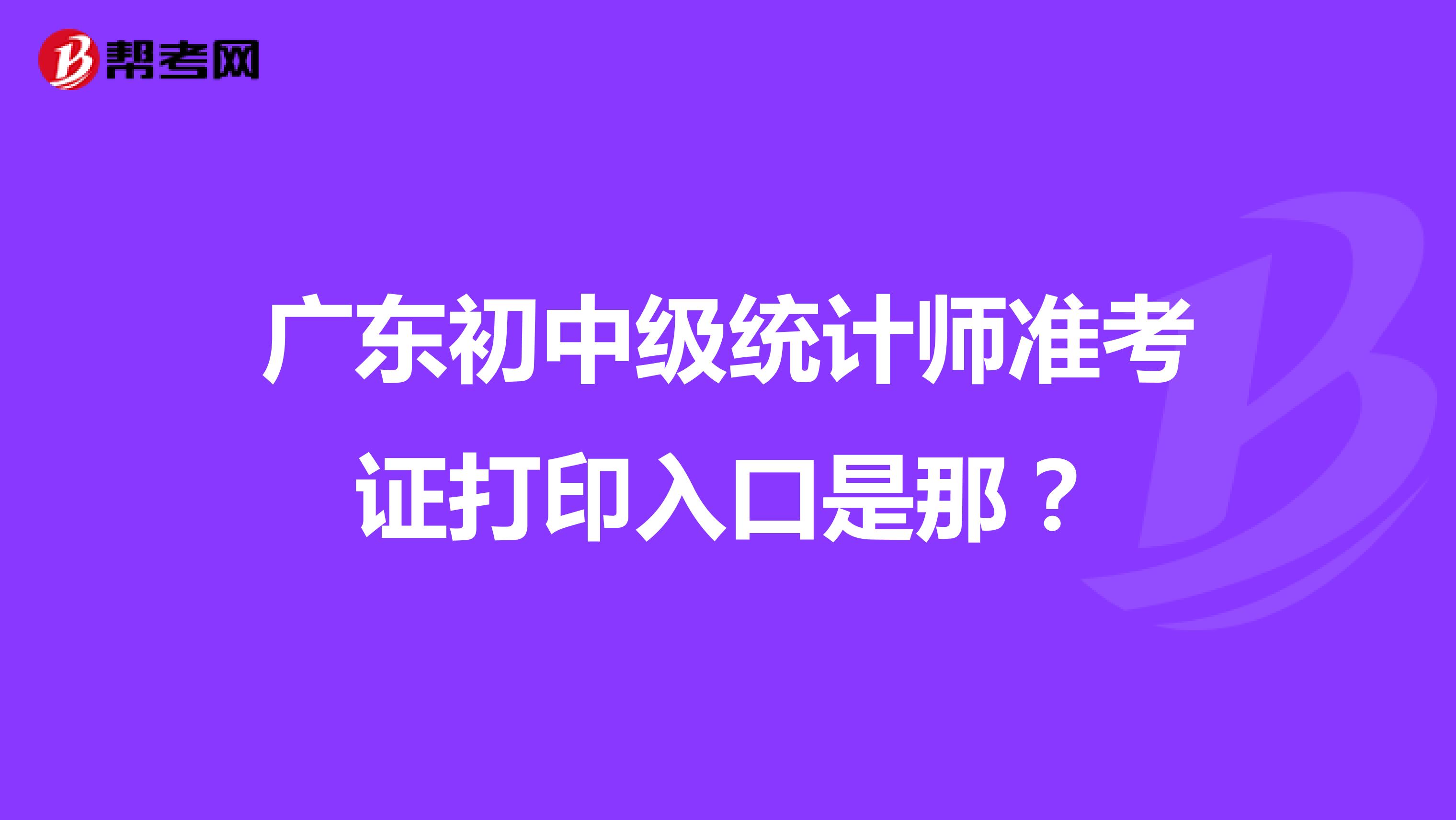 广东初中级统计师准考证打印入口是那？
