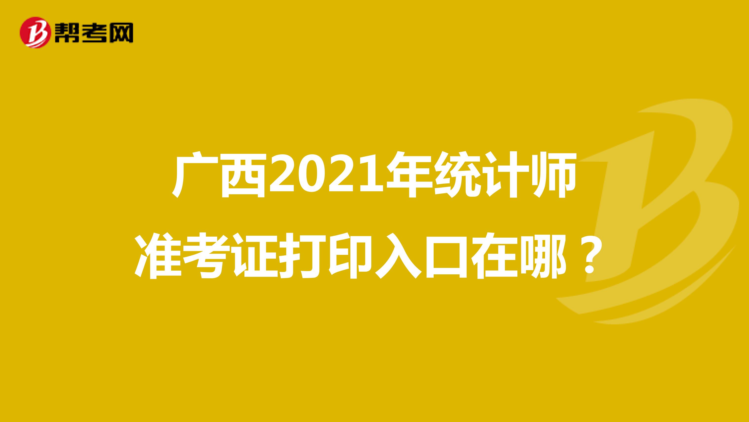 广西2021年统计师准考证打印入口在哪？