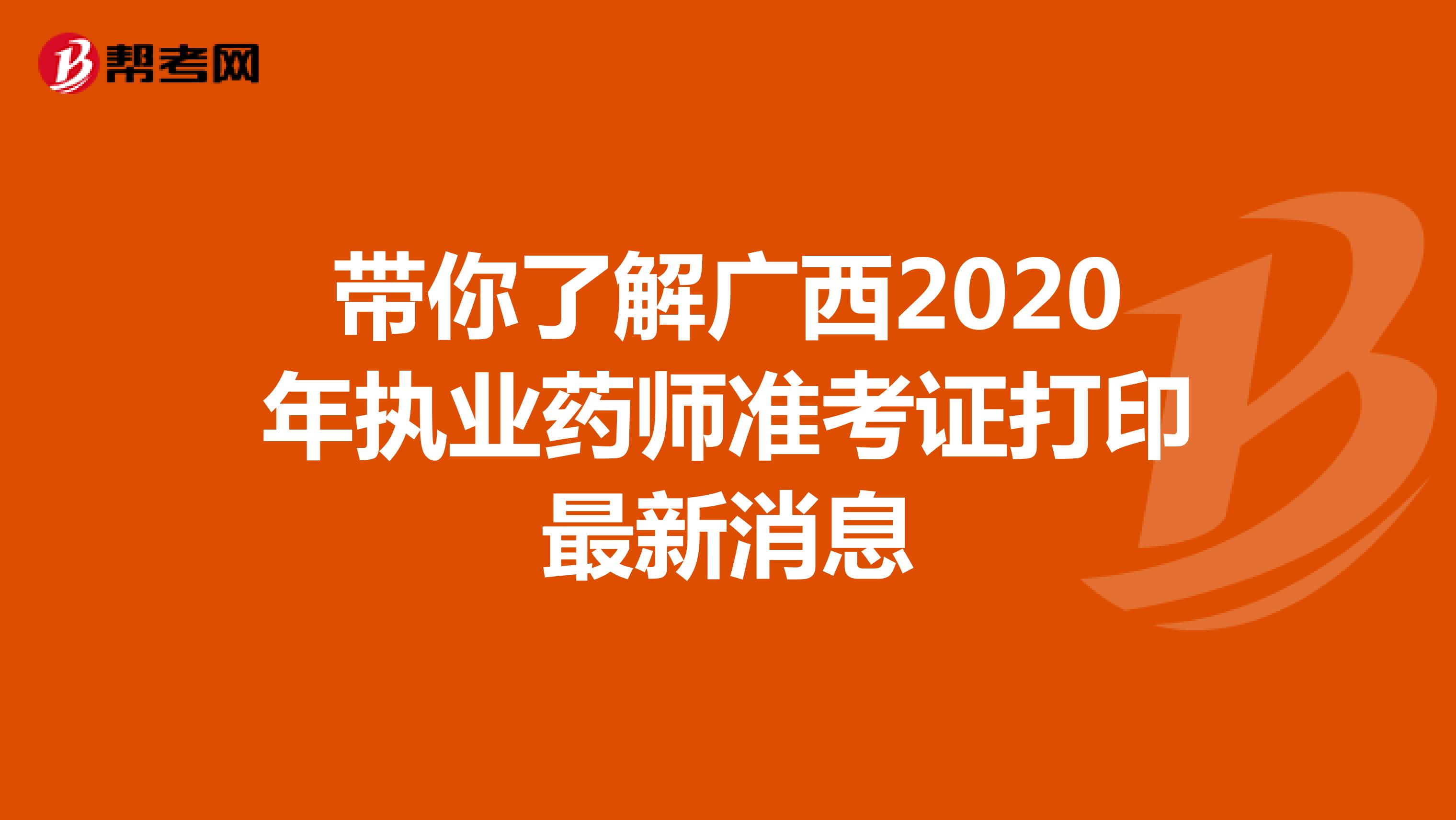 带你了解广西2020年执业药师准考证打印最新消息