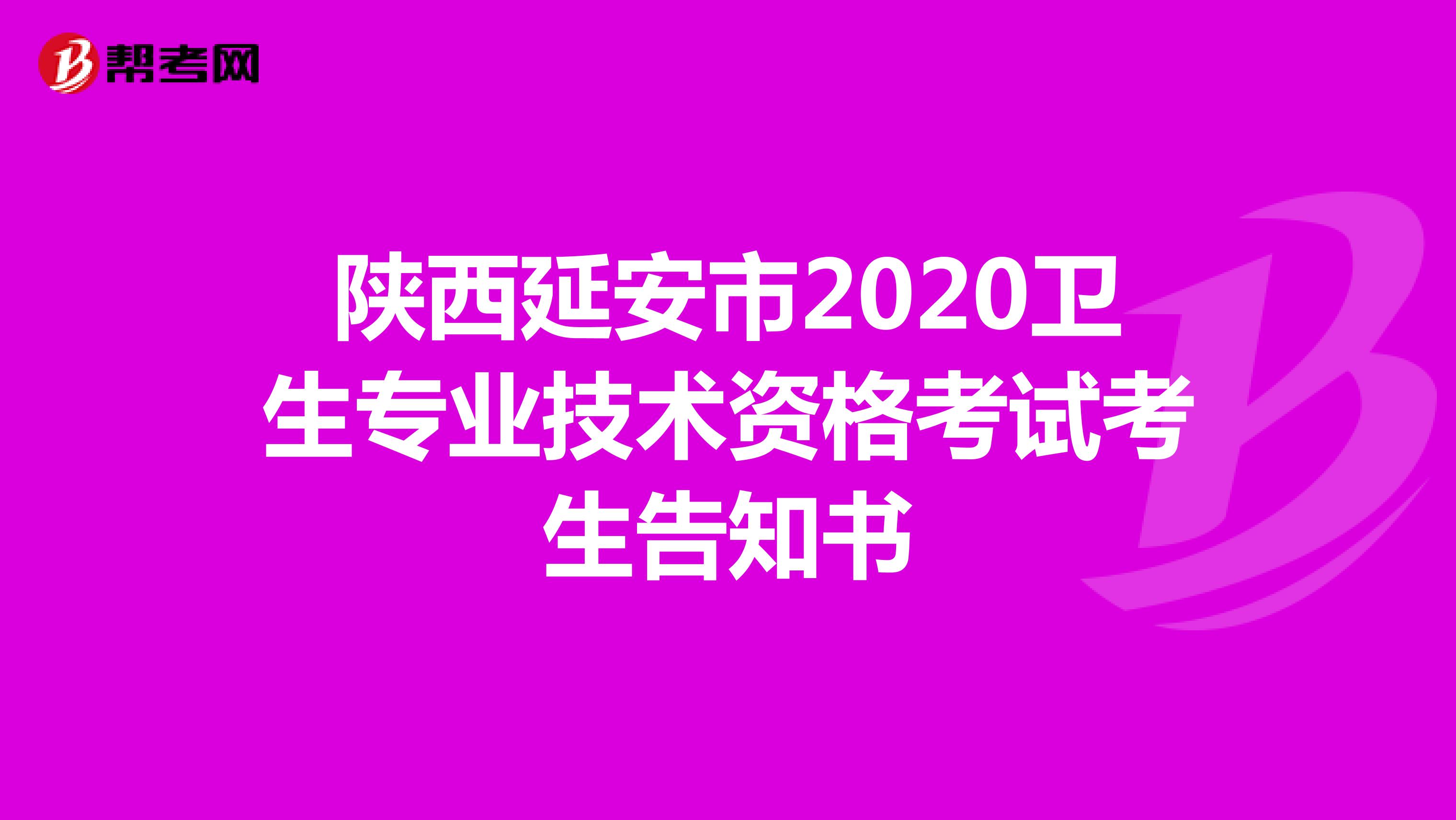陕西延安市2020卫生专业技术资格考试考生告知书