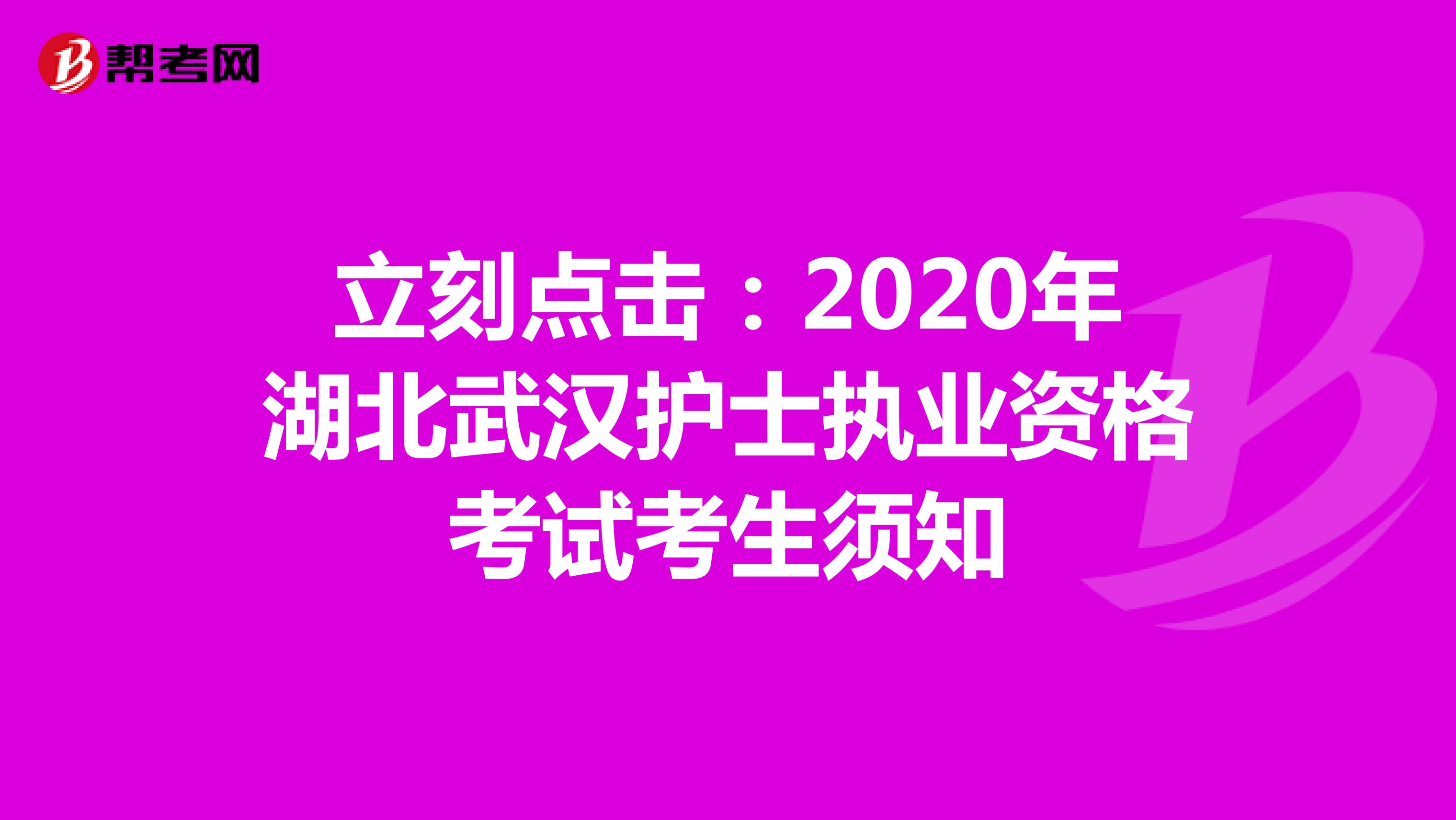 立刻点击：2020年湖北武汉护士执业资格考试考生须知