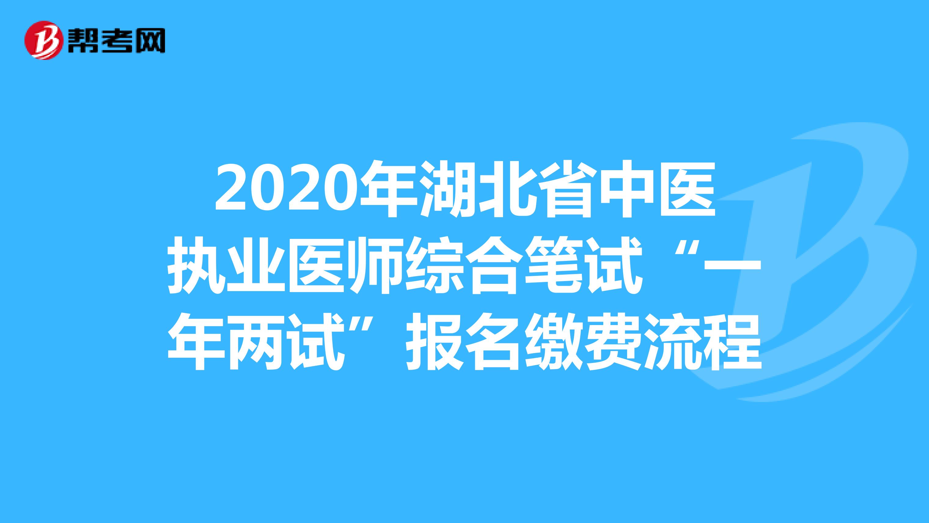 2020年湖北省中医执业医师综合笔试“一年两试”报名缴费流程