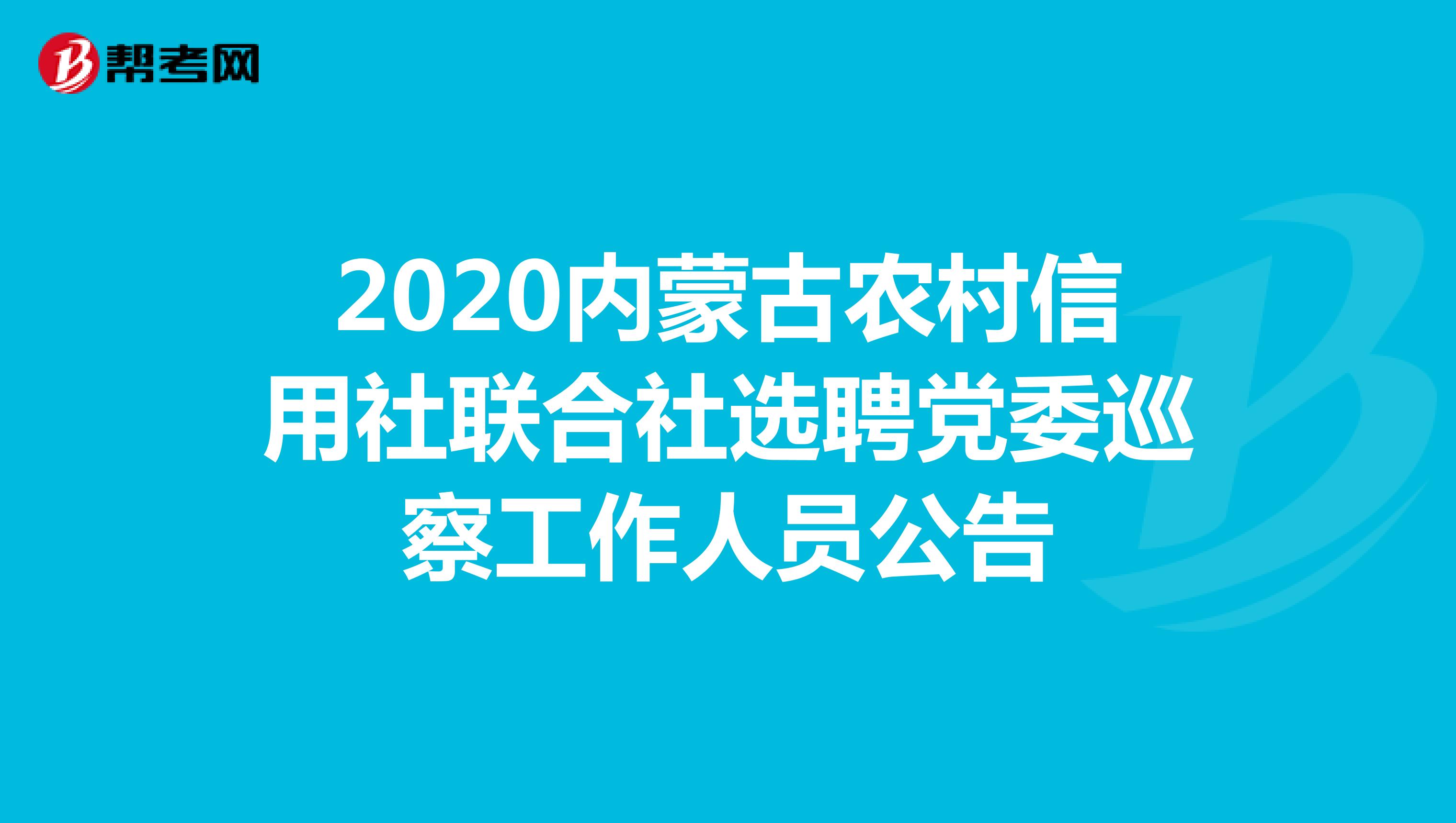 2020内蒙古农村信用社联合社选聘党委巡察工作人员公告