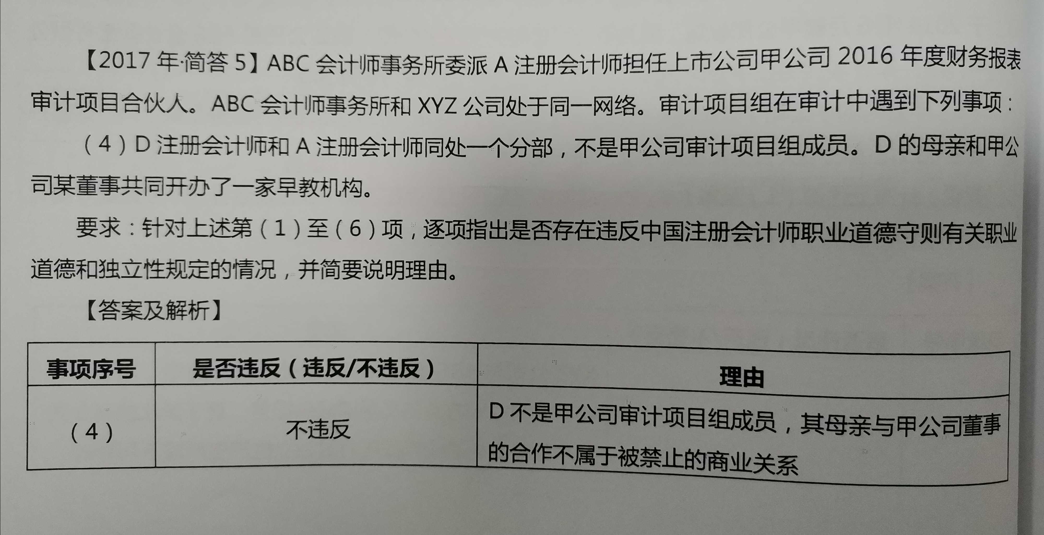 d和a属于同一分部，d的主要近亲属和被审计单位董事拥有共同利益，不违反独立性吗？答案解析和之前的知识点矛盾啊！