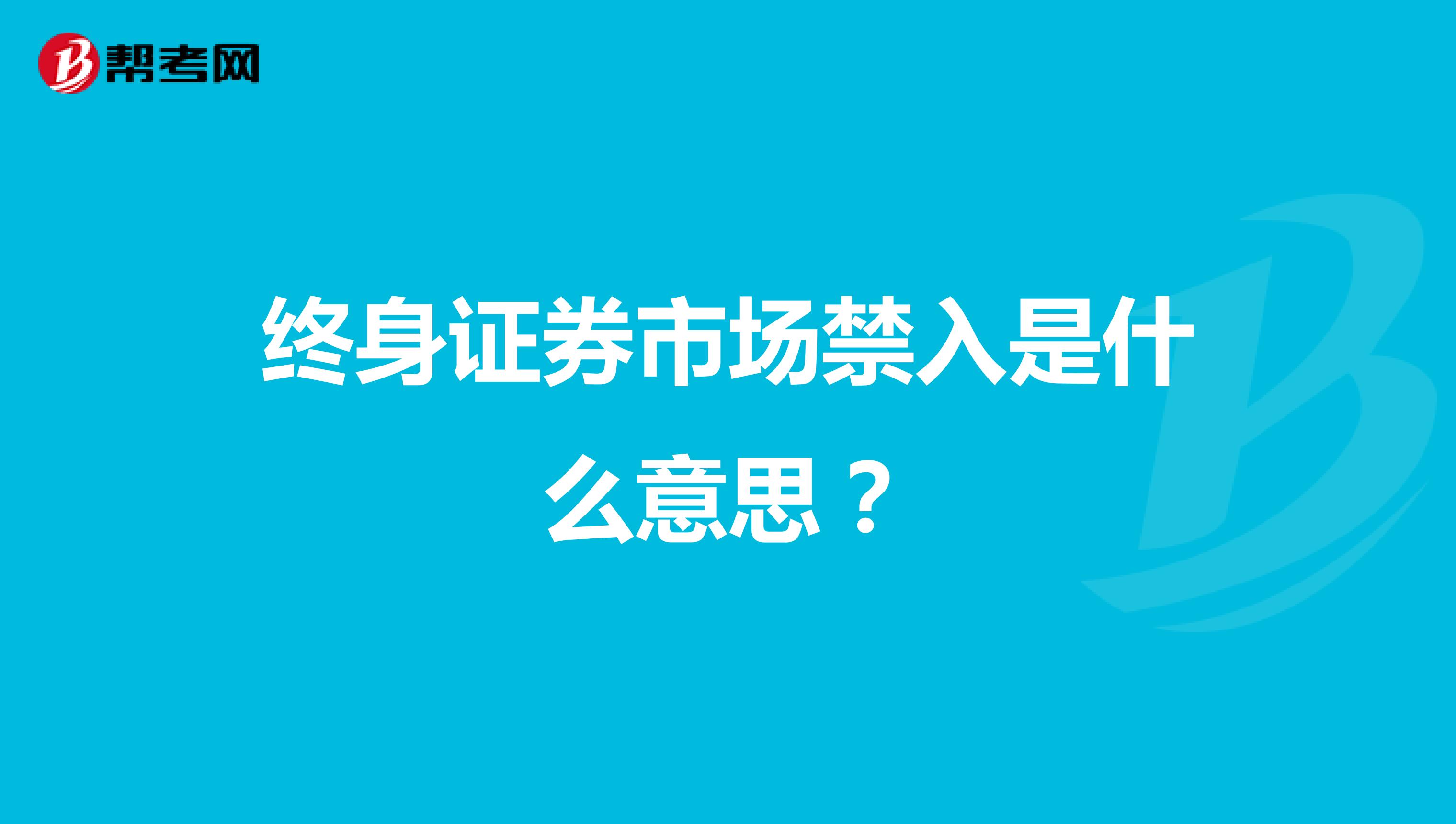 终身证券市场禁入是什么意思？