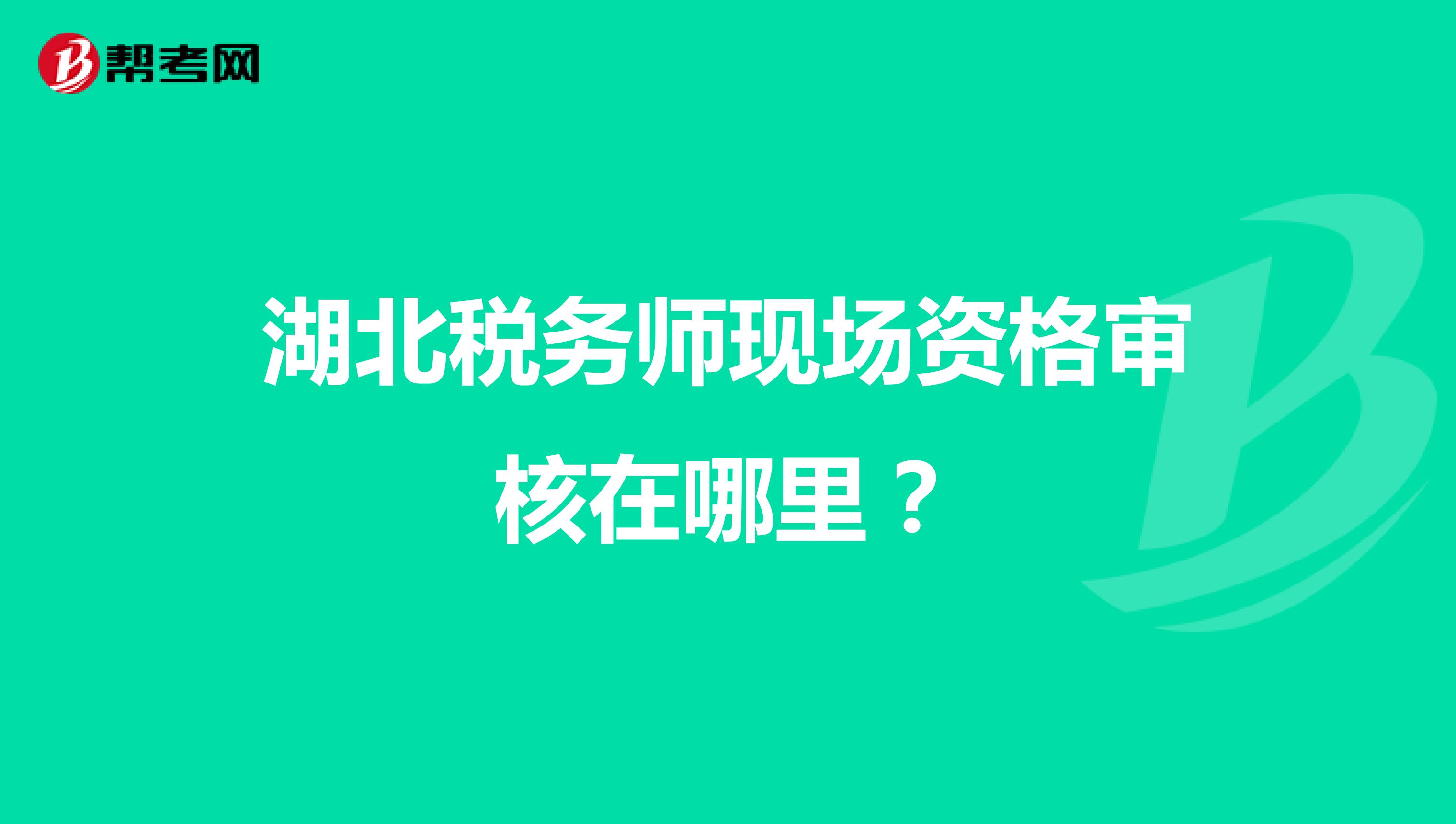湖北税务师现场资格审核在哪里？