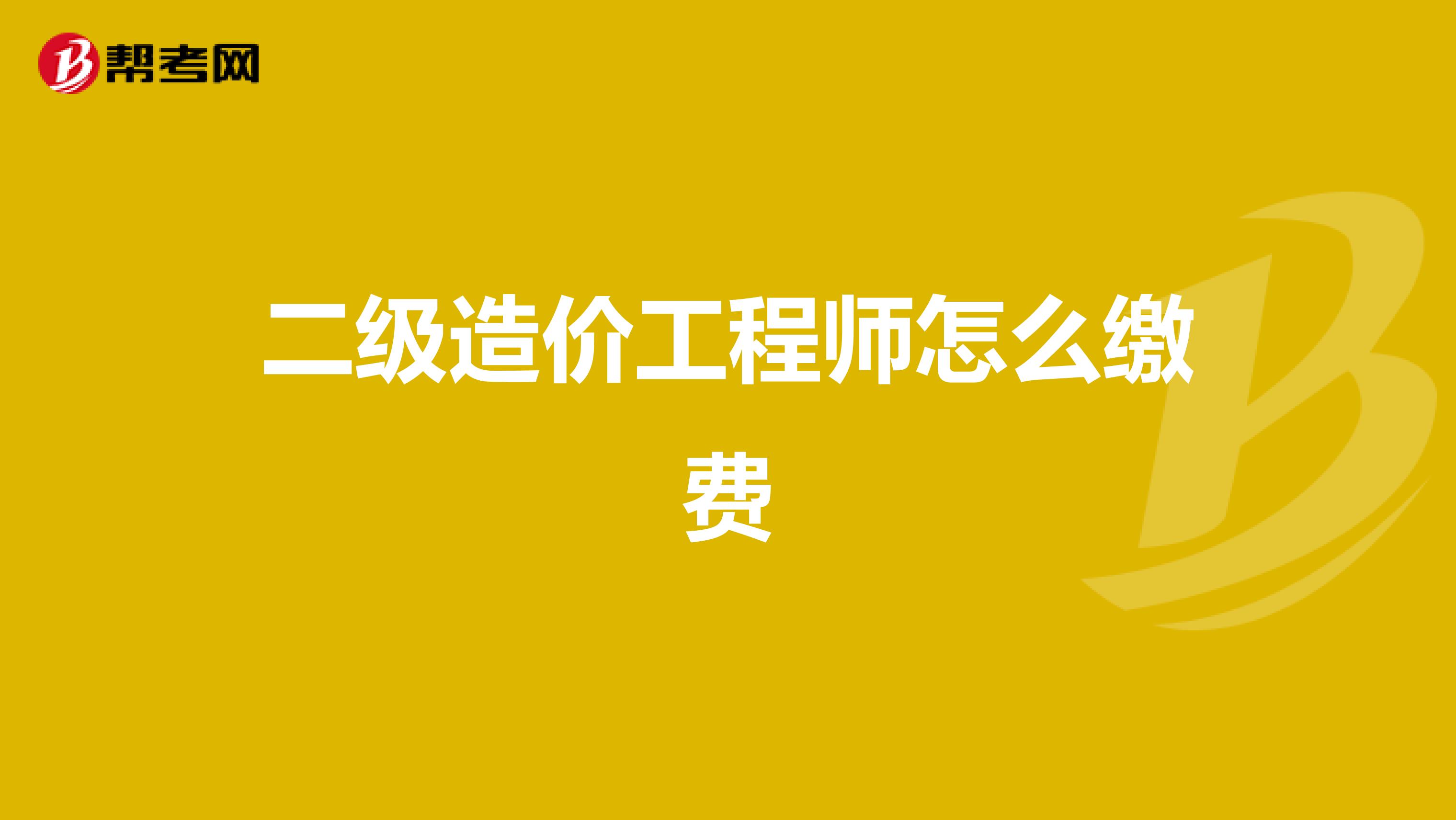 二级造价工程师怎么缴费