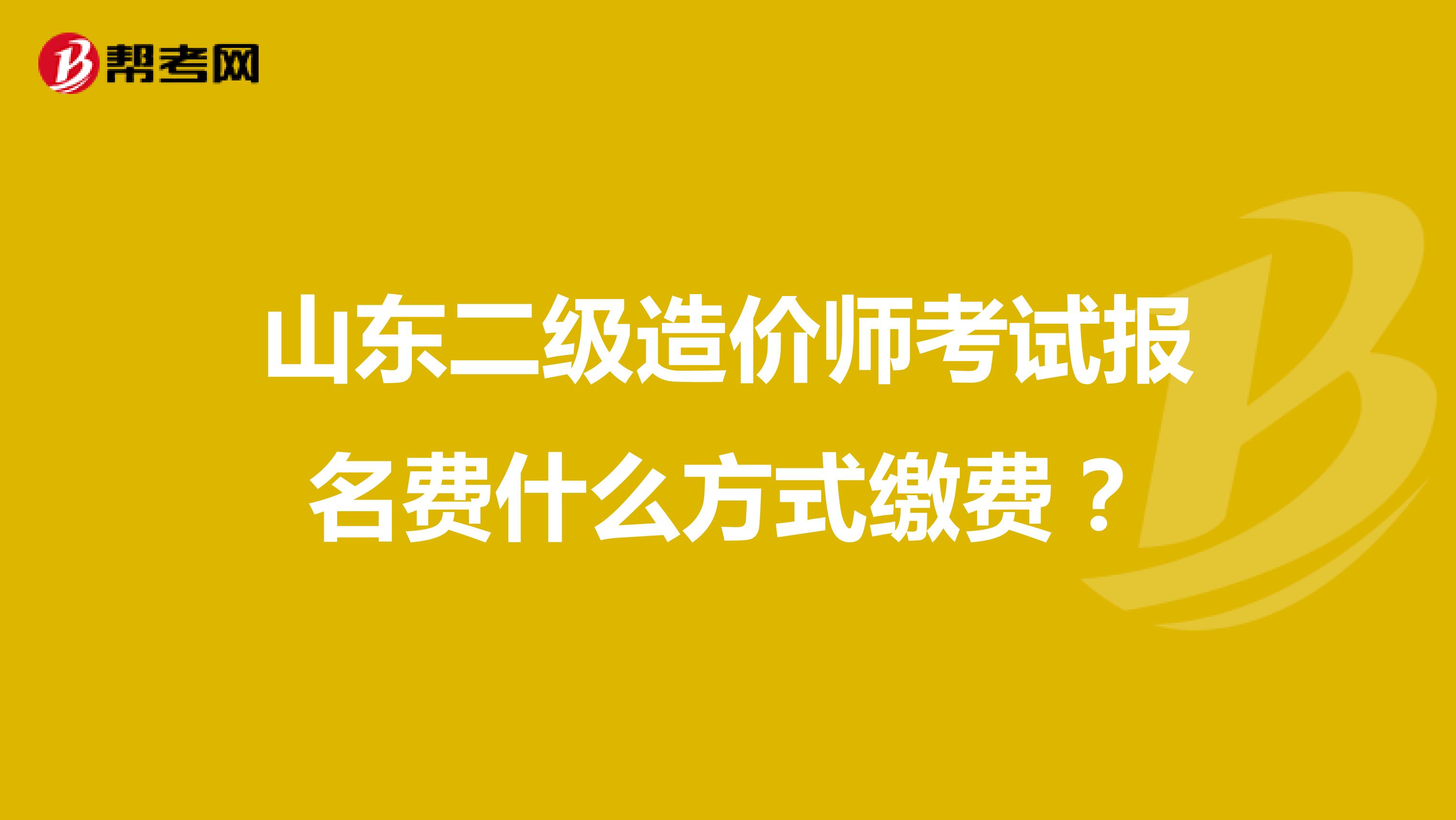 山东二级造价师考试报名费什么方式缴费？