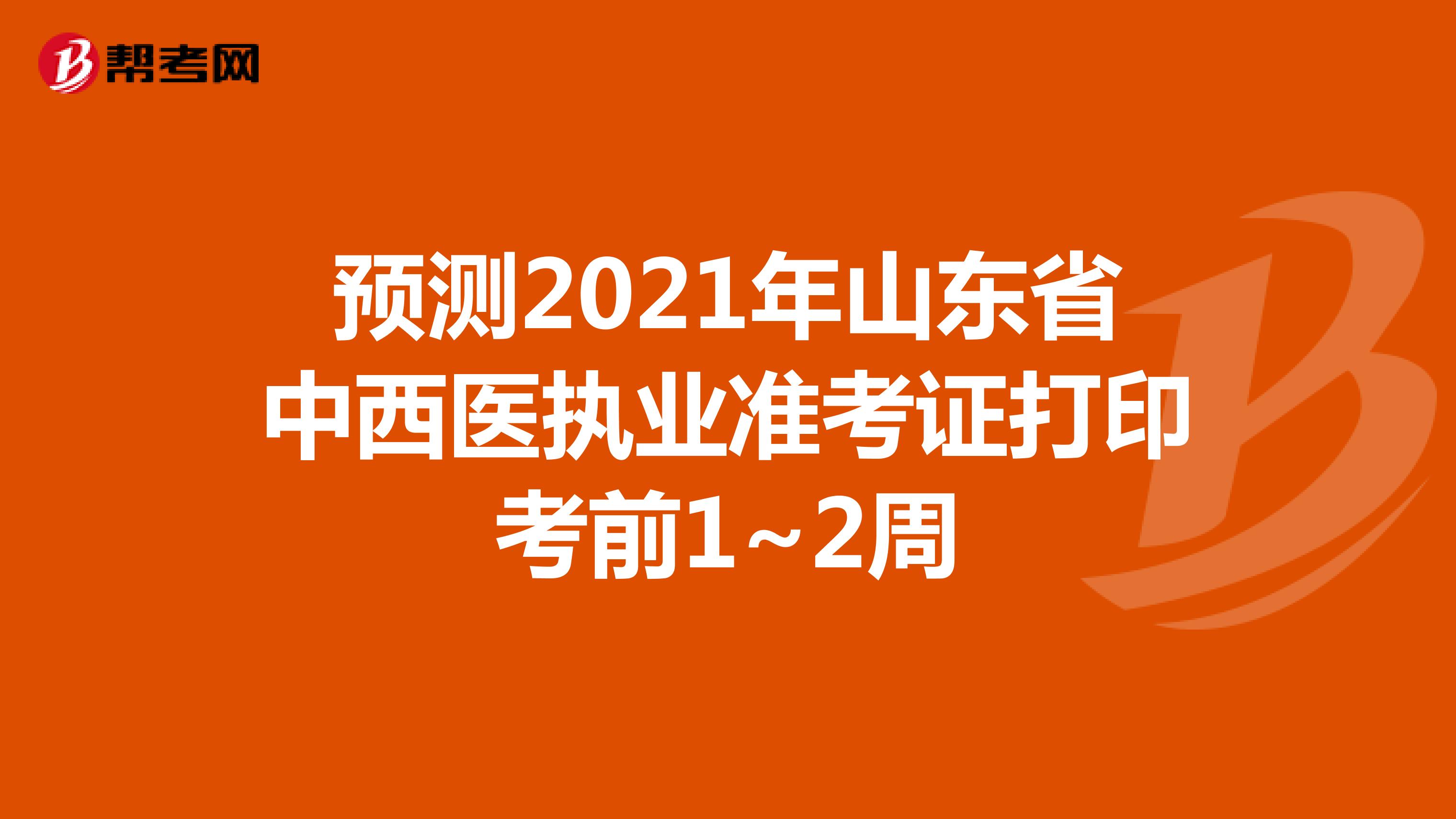 预测2021年山东省中西医执业准考证打印考前1~2周