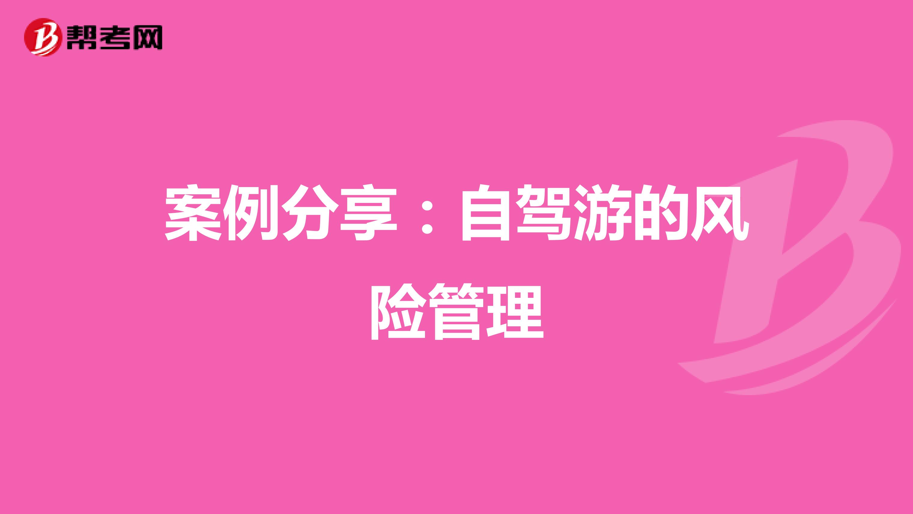 案例分享:自驾游的风险管理