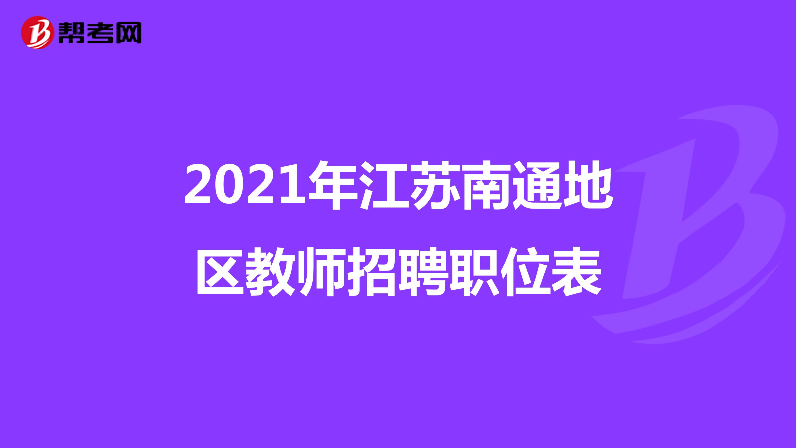 2021年江苏南通地区教师招聘职位表