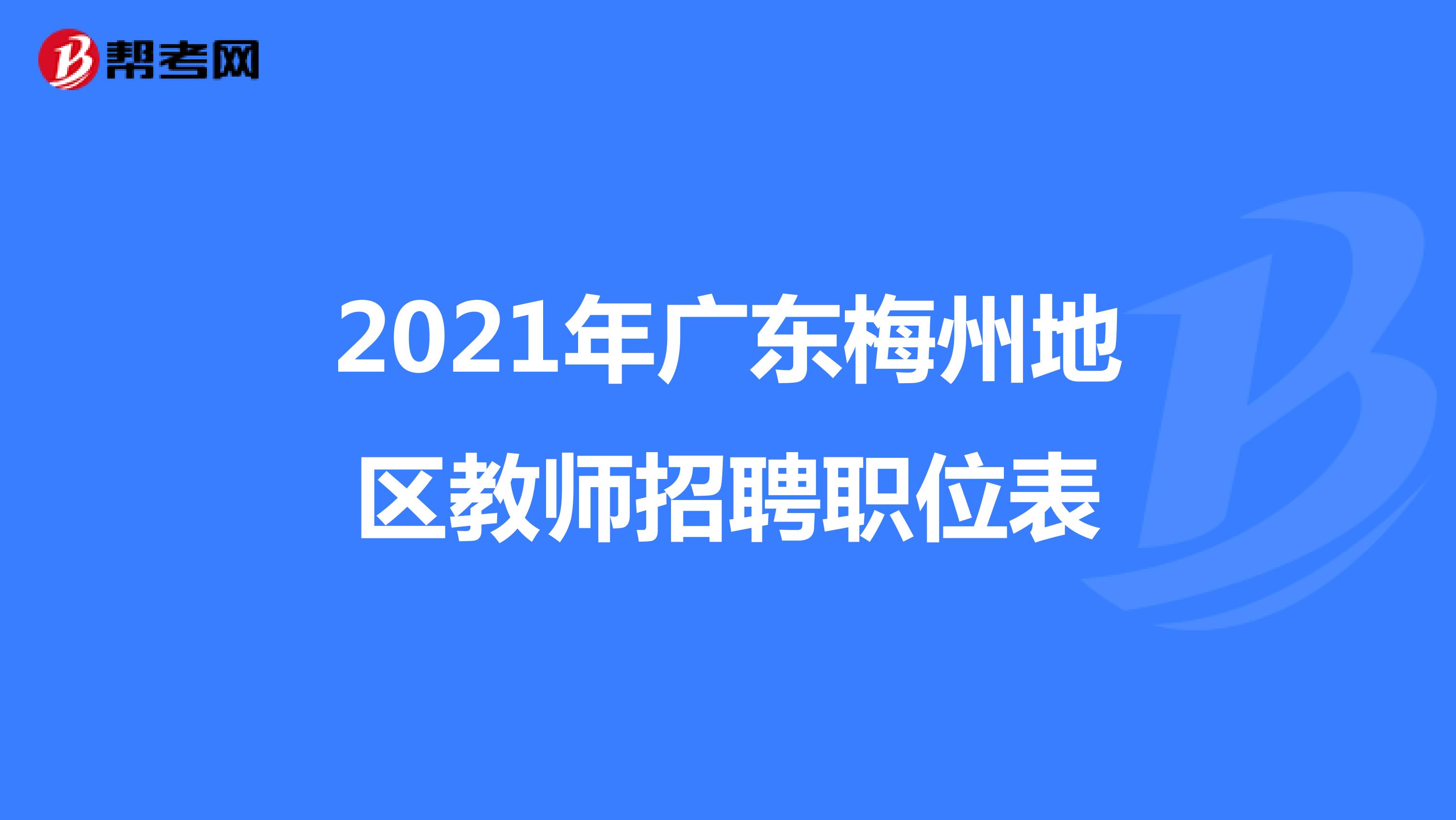 2021年广东梅州地区教师招聘职位表
