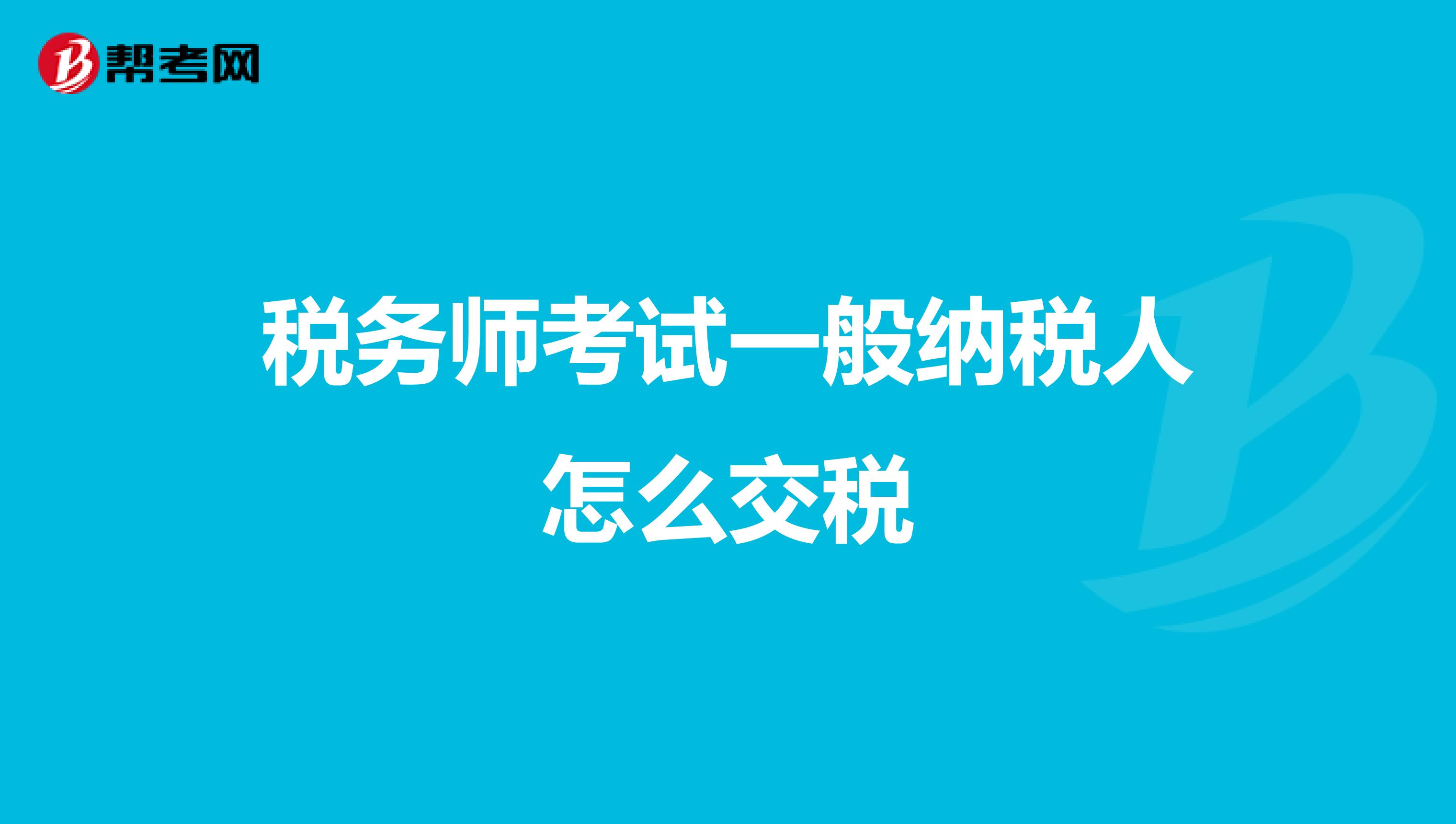 税务师考试一般纳税人怎么交税