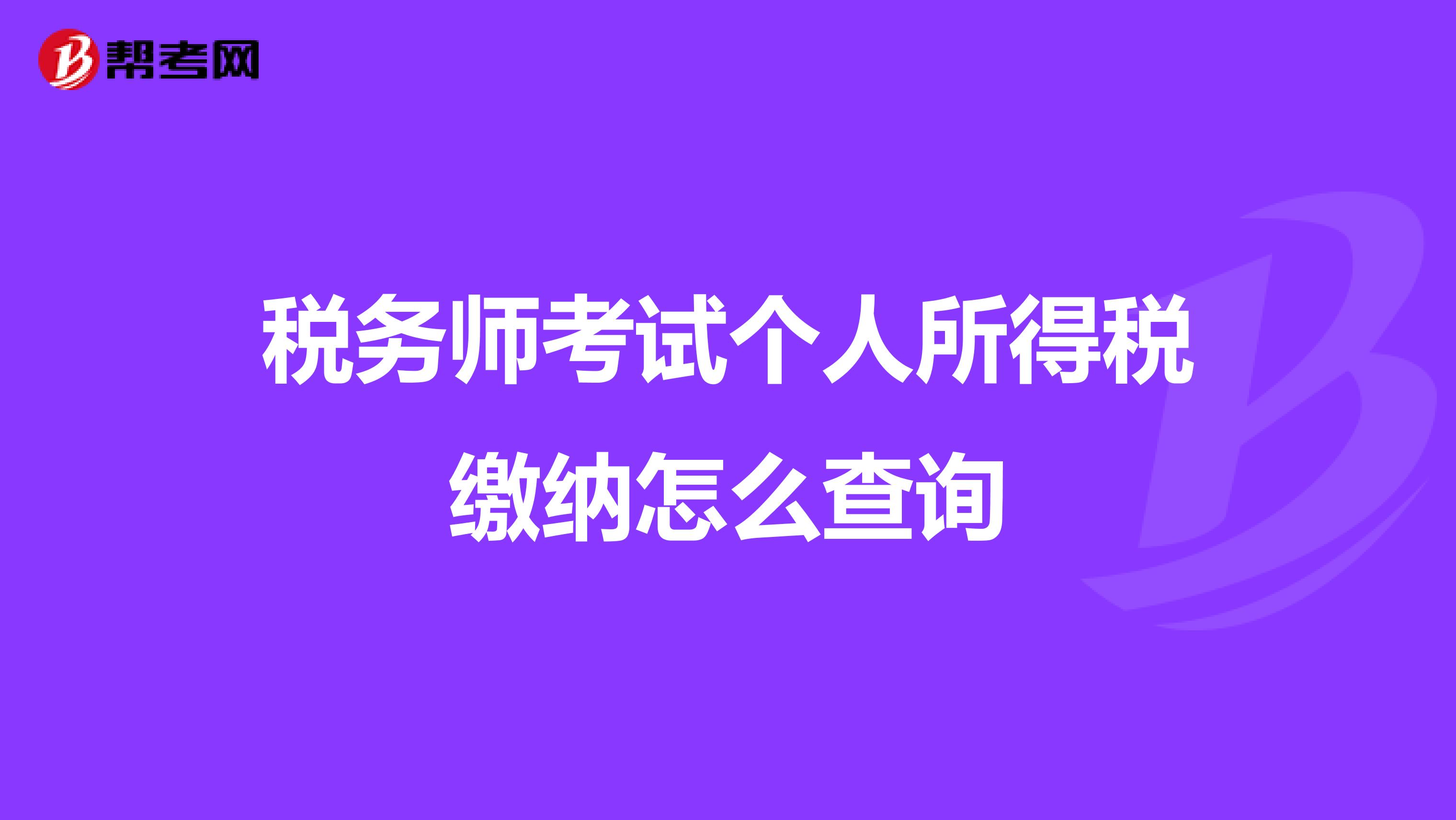 税务师考试个人所得税缴纳怎么查询