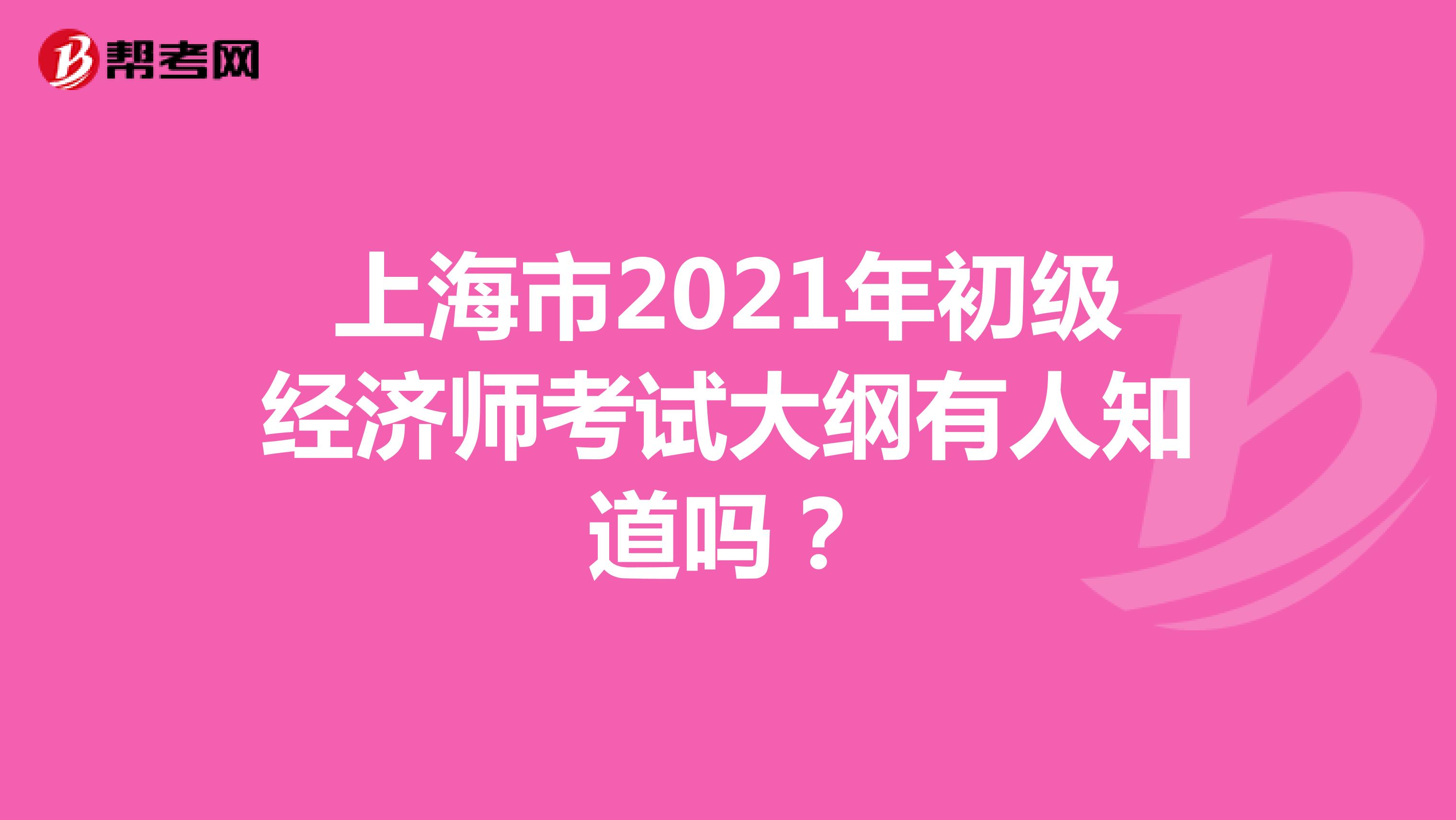 上海市2021年初级经济师考试大纲有人知道吗？
