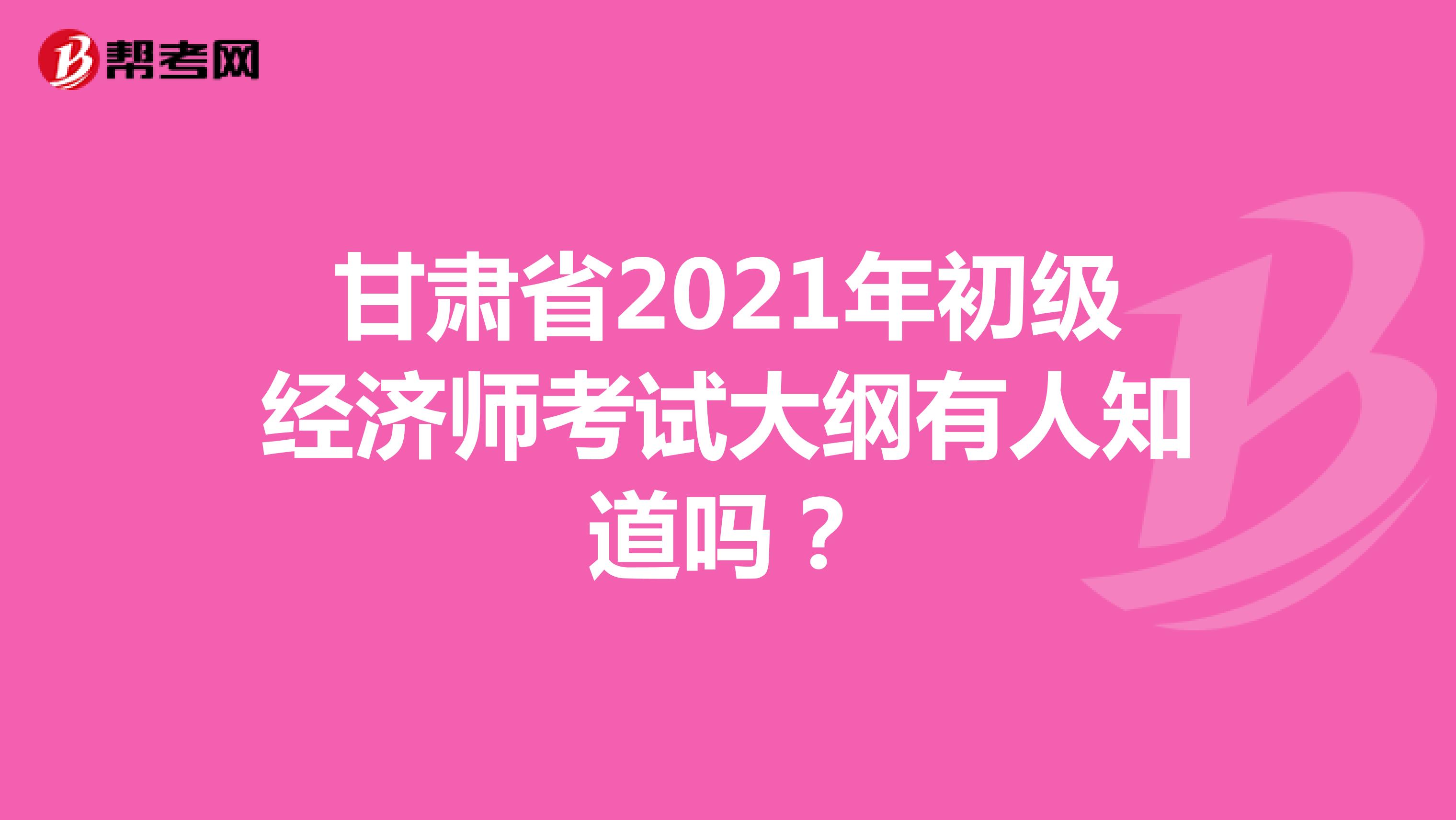 甘肃省2021年初级经济师考试大纲有人知道吗？