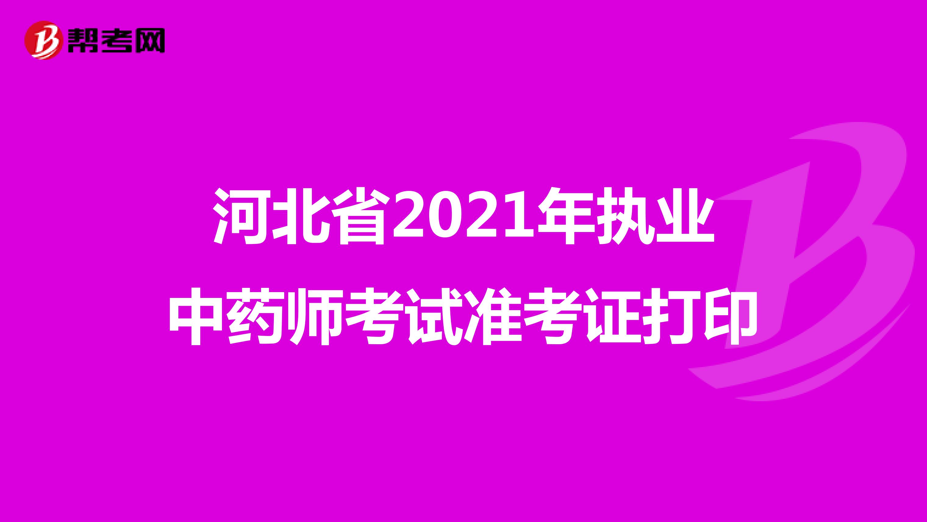 河北省2021年执业中药师考试准考证打印