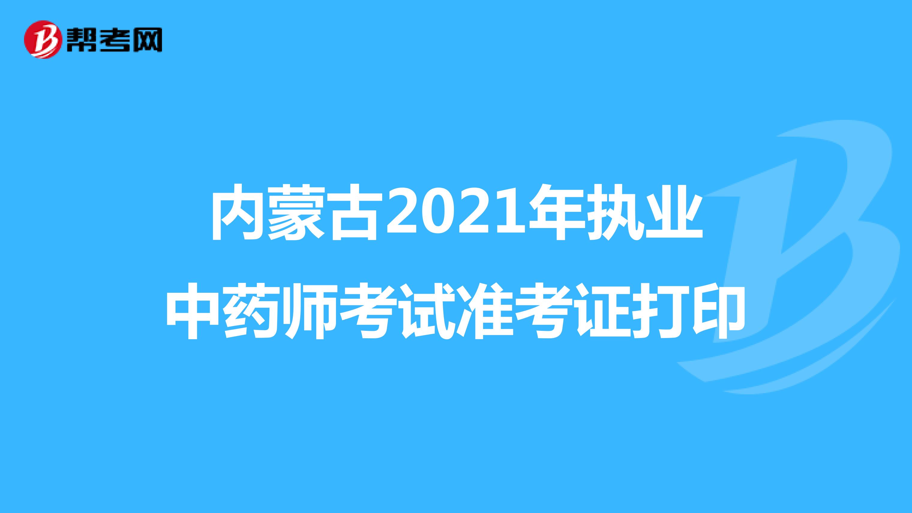 内蒙古2021年执业中药师考试准考证打印