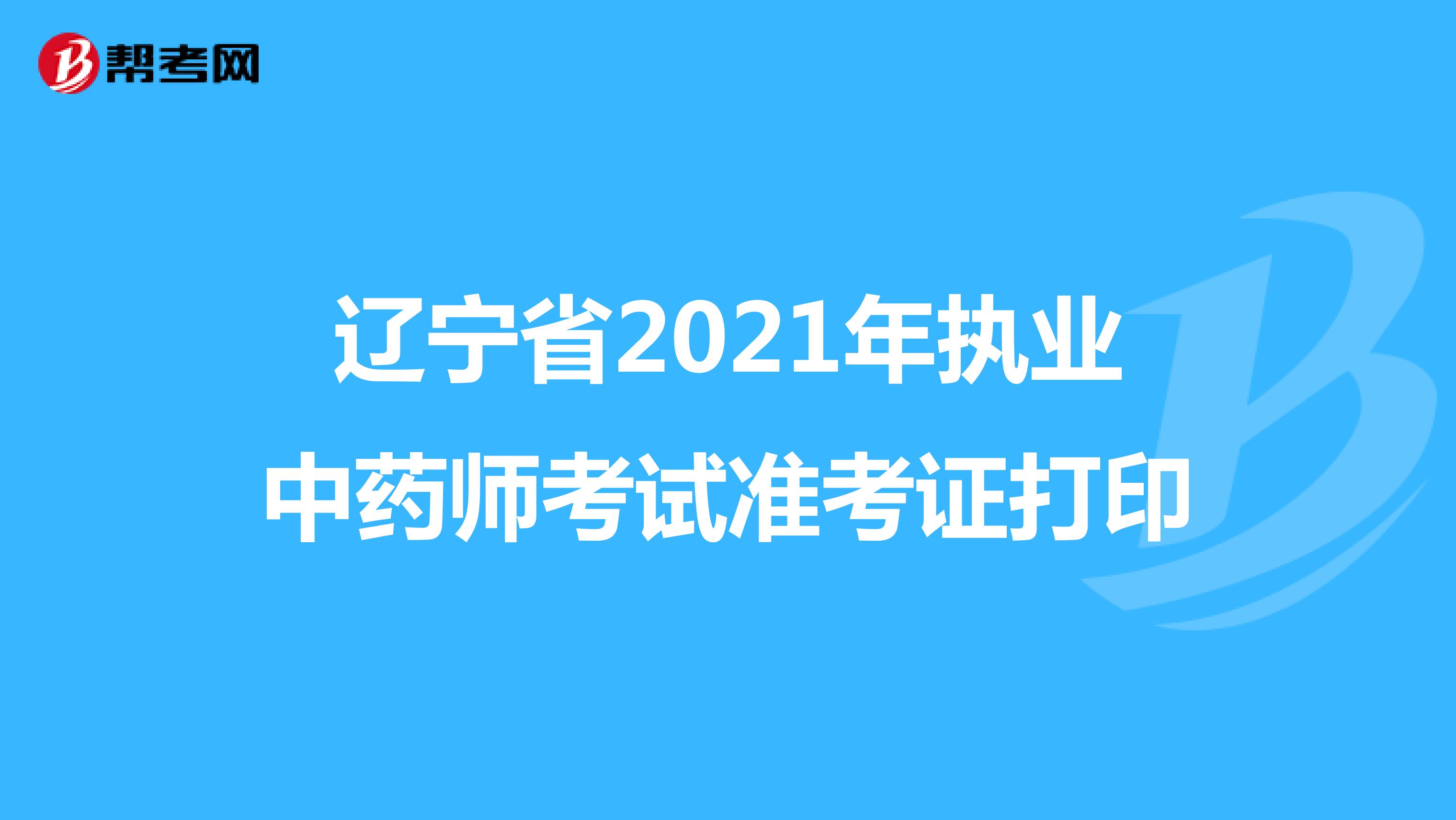 辽宁省2021年执业中药师考试准考证打印