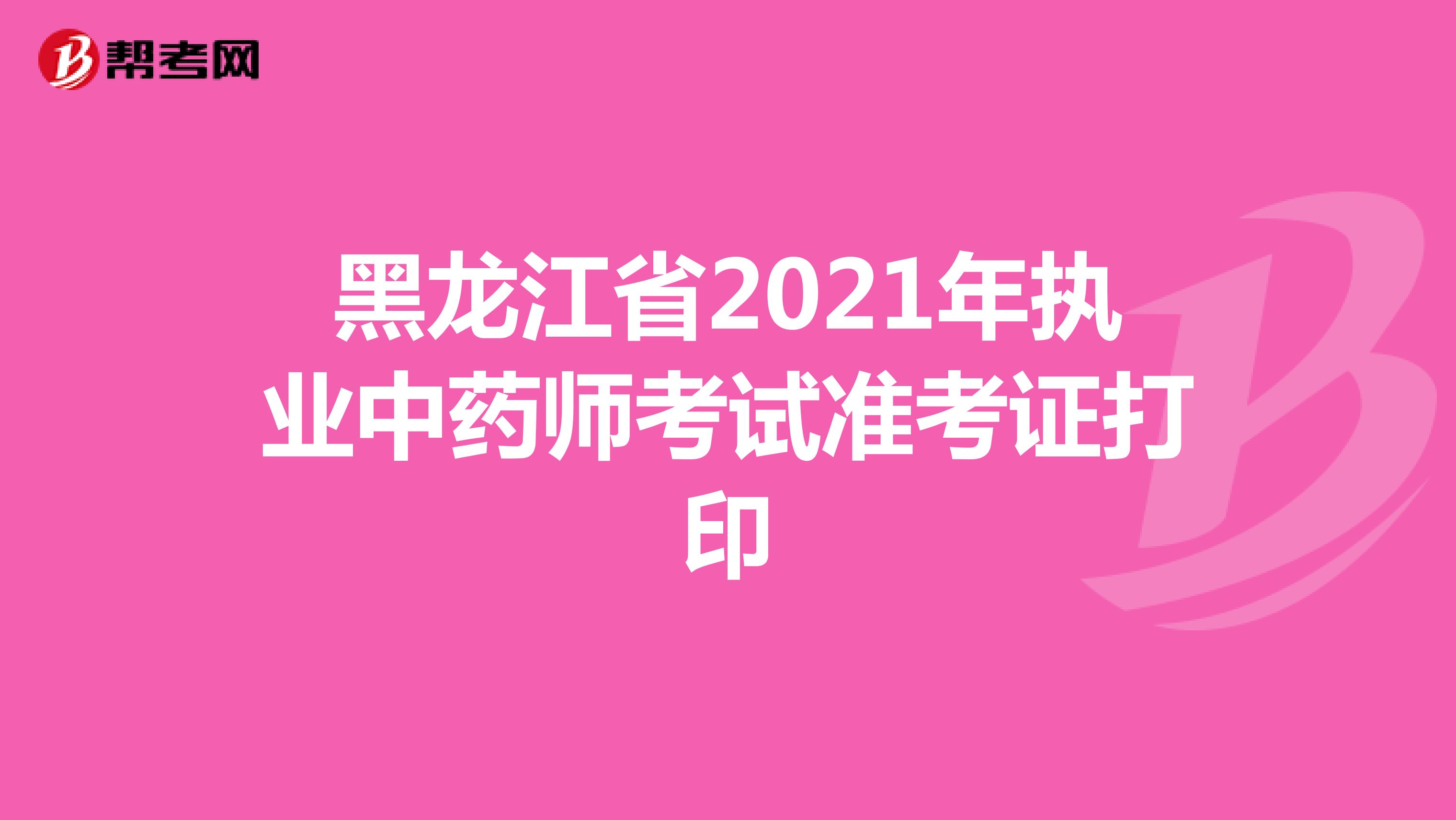 黑龙江省2021年执业中药师考试准考证打印